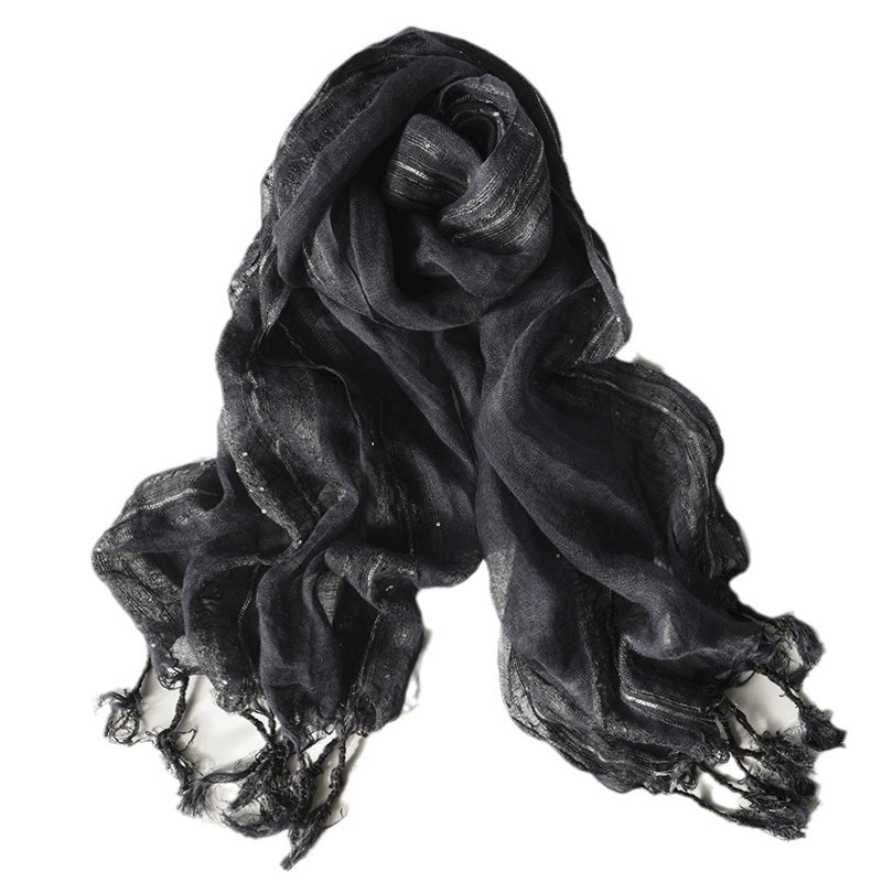 The 100% Linen Solid Color Fringe Scarf - Image 5