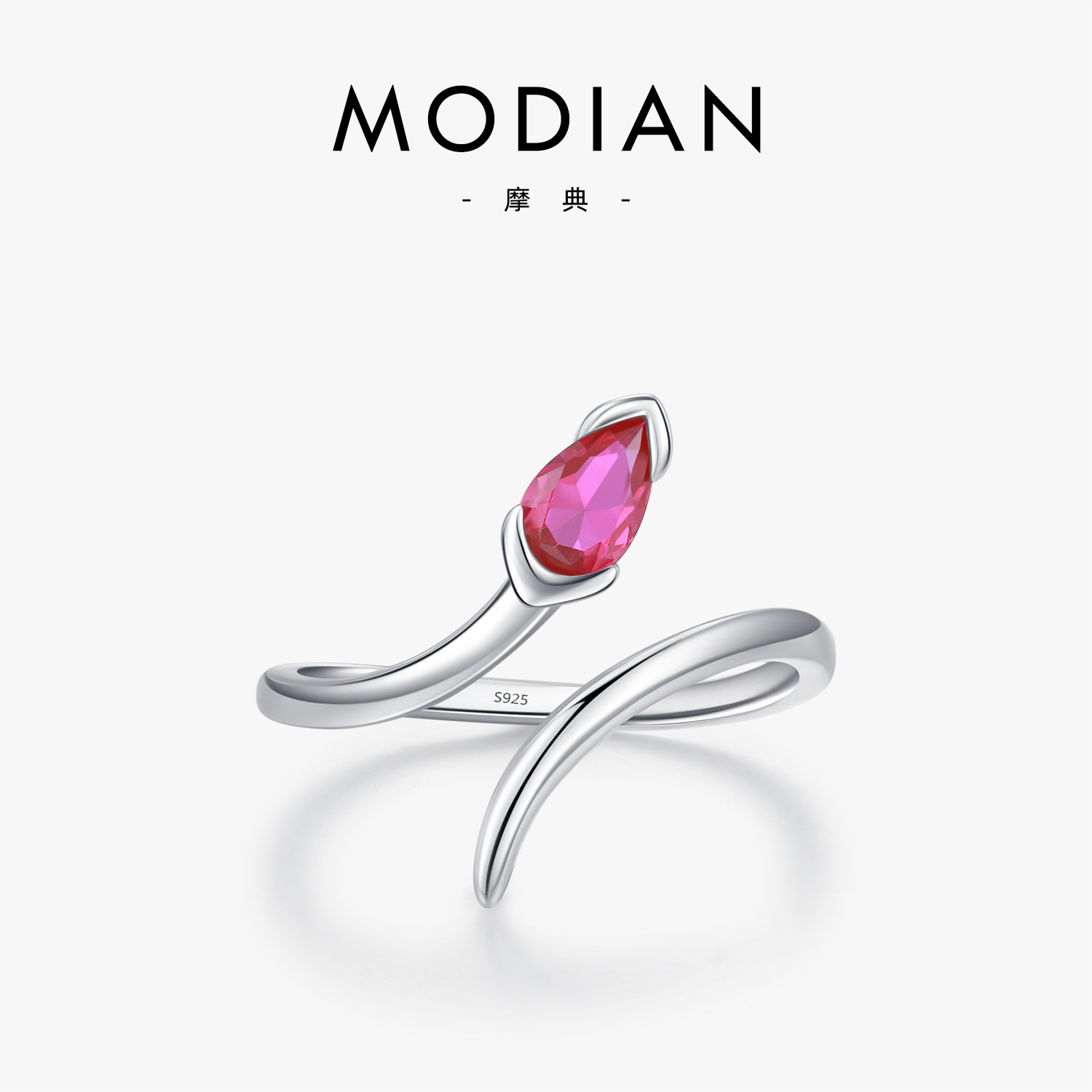 The S925 Sterling Silver Snake Line Adjustable Ring