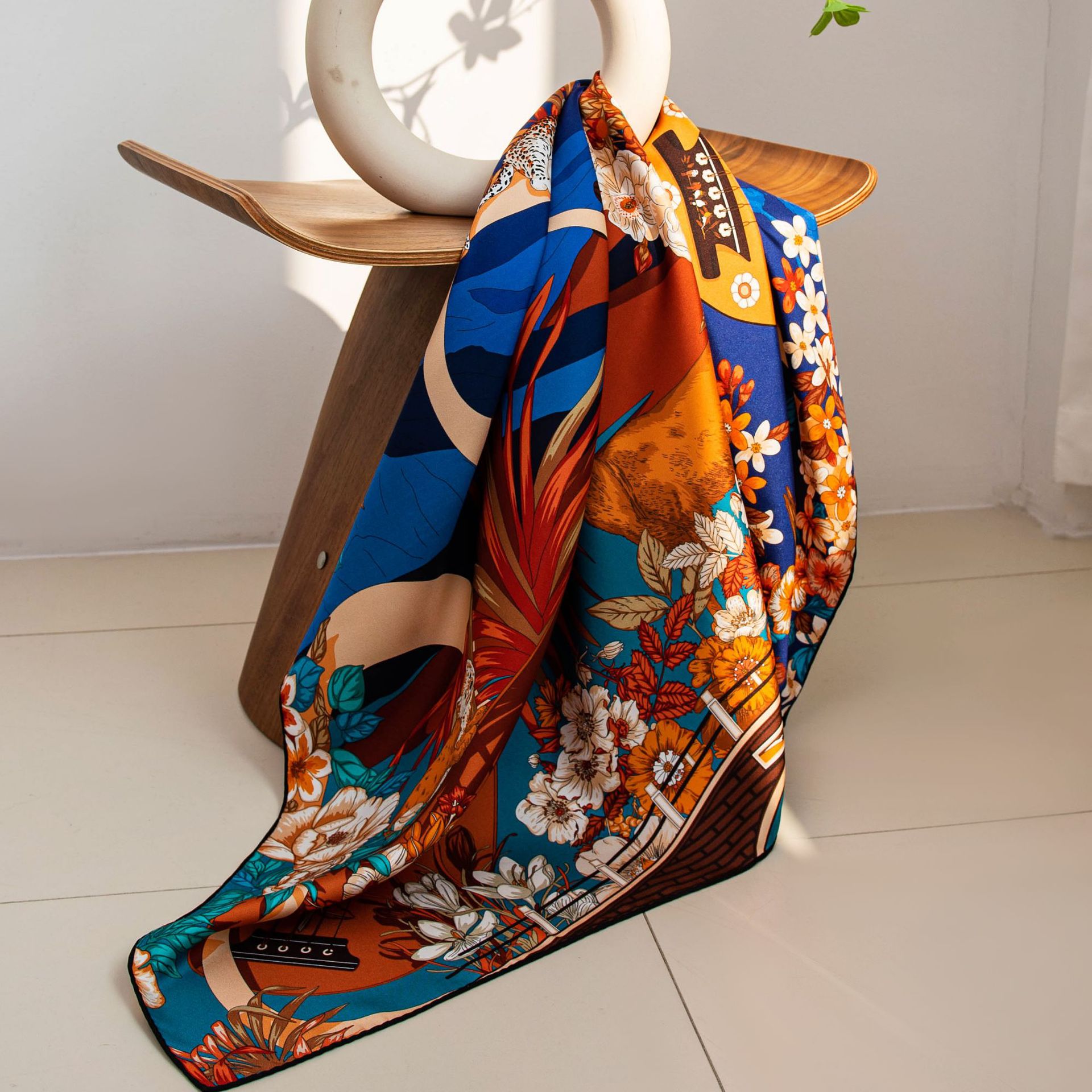 The Mulberry Silk Square Scarf with Chinese Print - Image 3