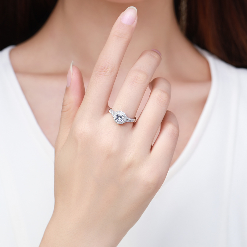 The S925 Sterling Silver Four-Prong Diamond Cluster Ring - Image 2