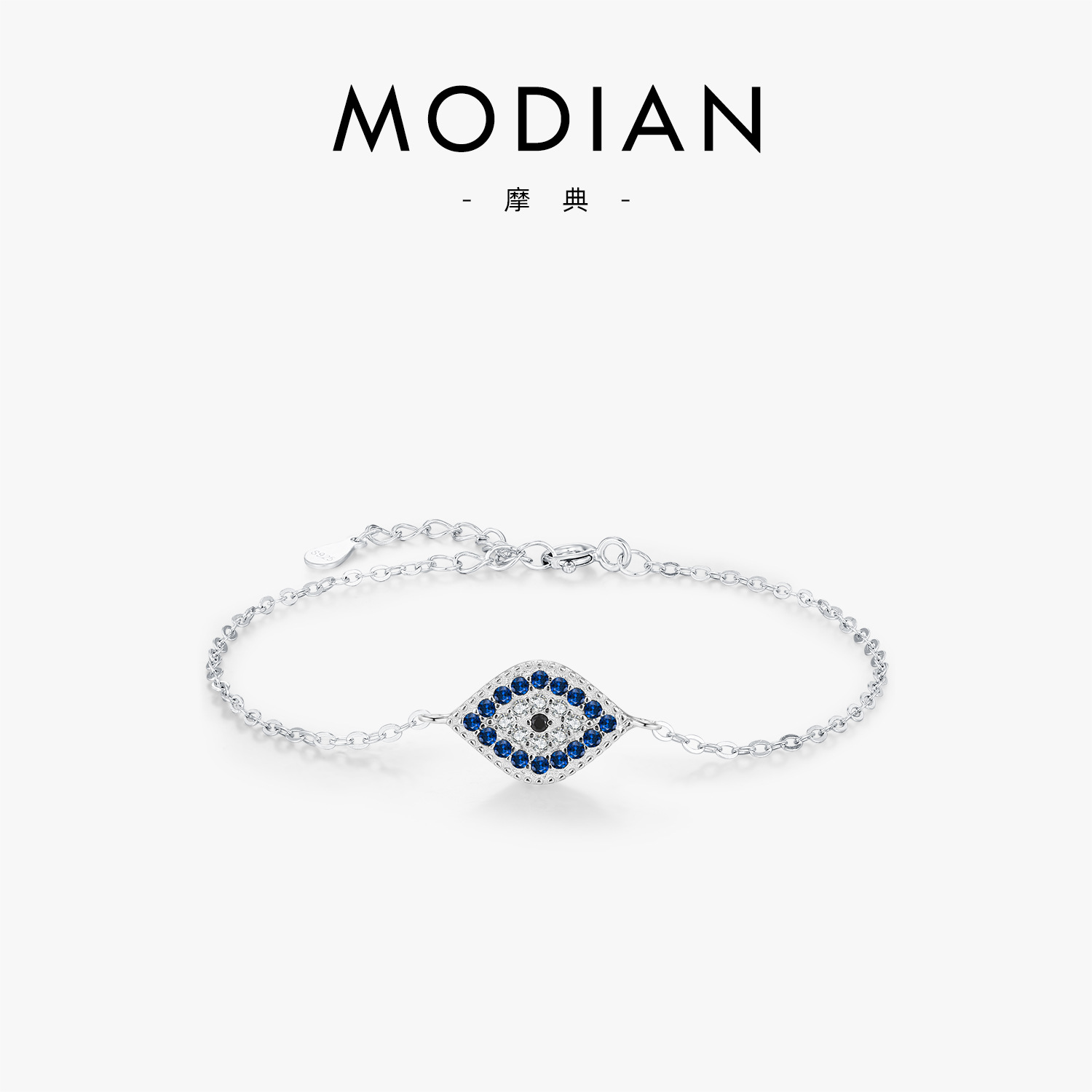 The S925 Sterling Silver Geometric Blue Eye Bracelet