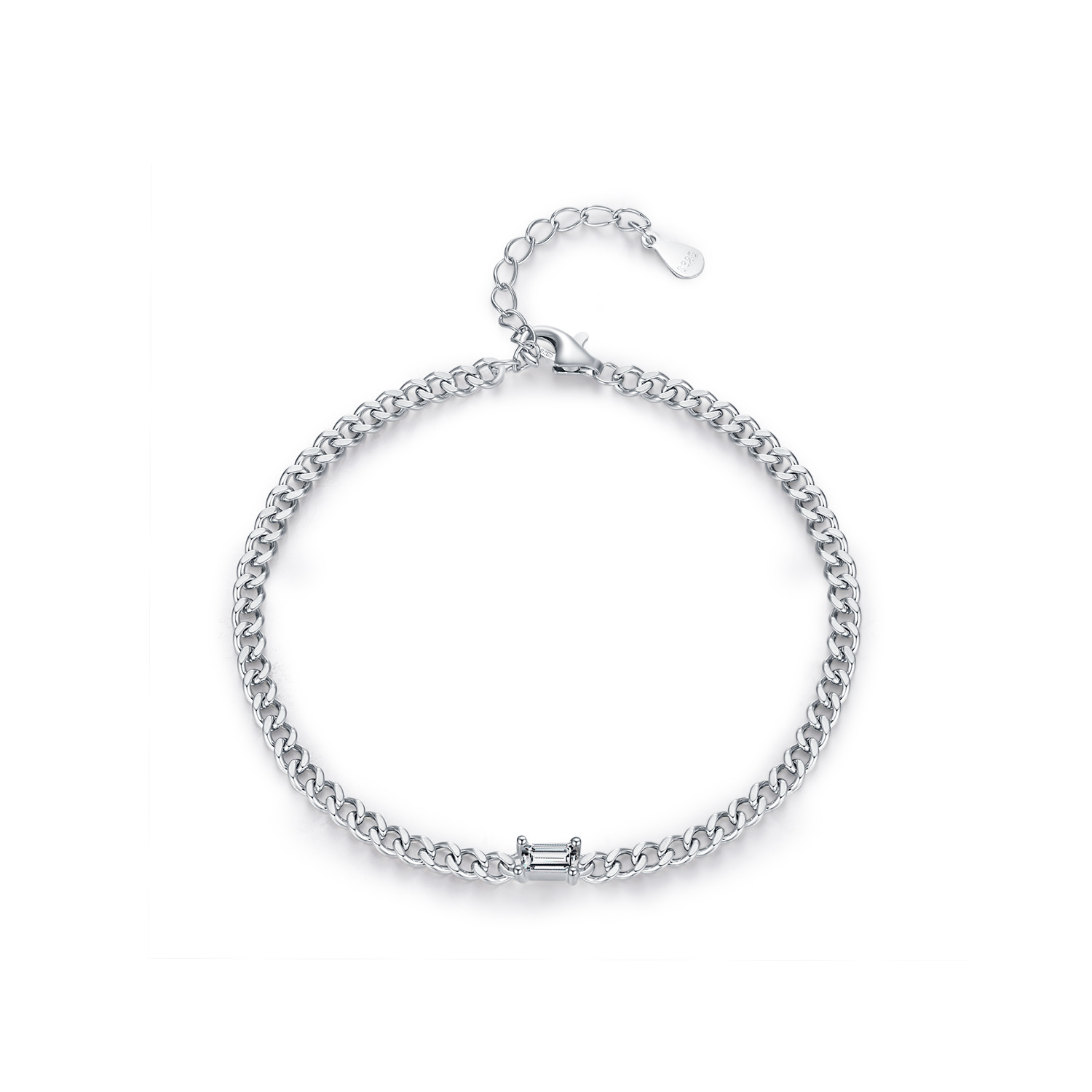 The S925 Sterling Silver Emerald Cut Geometric Bracelet - Image 5