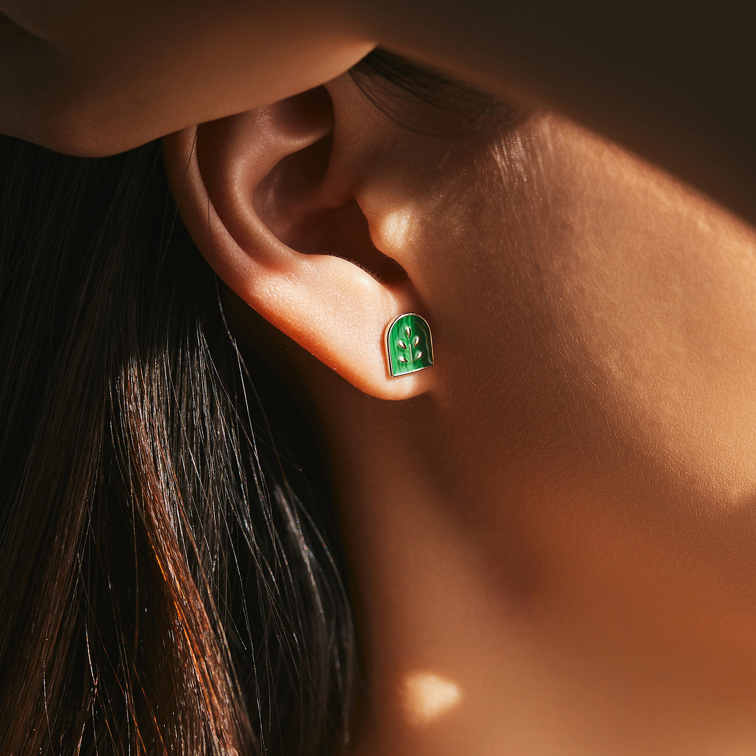 The S925 Sterling Silver Botanical Badge Earrings - Image 2