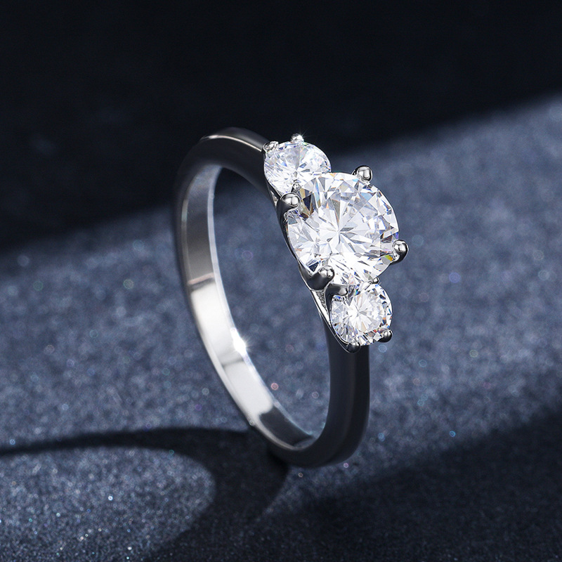 The S925 Sterling Silver Three-Stone Zirconia Ring - Image 4