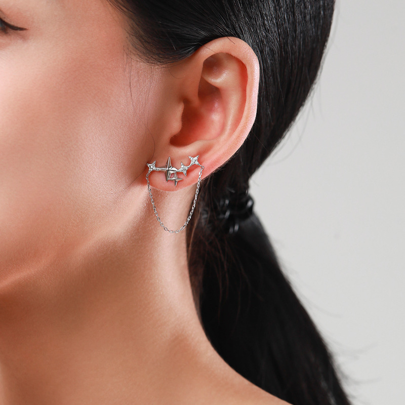 The Asymmetric Star Stud Earrings in 925 Sterling Silver - Image 2