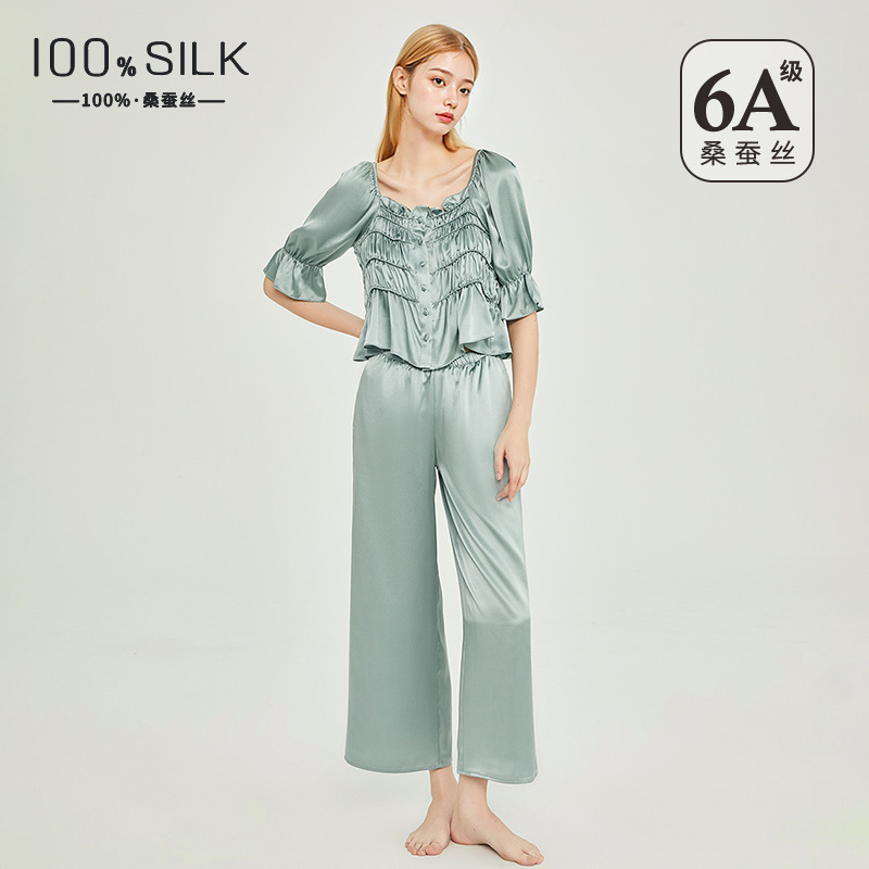 The 100% Mulberry Silk French Style Pajama Set - Image 4