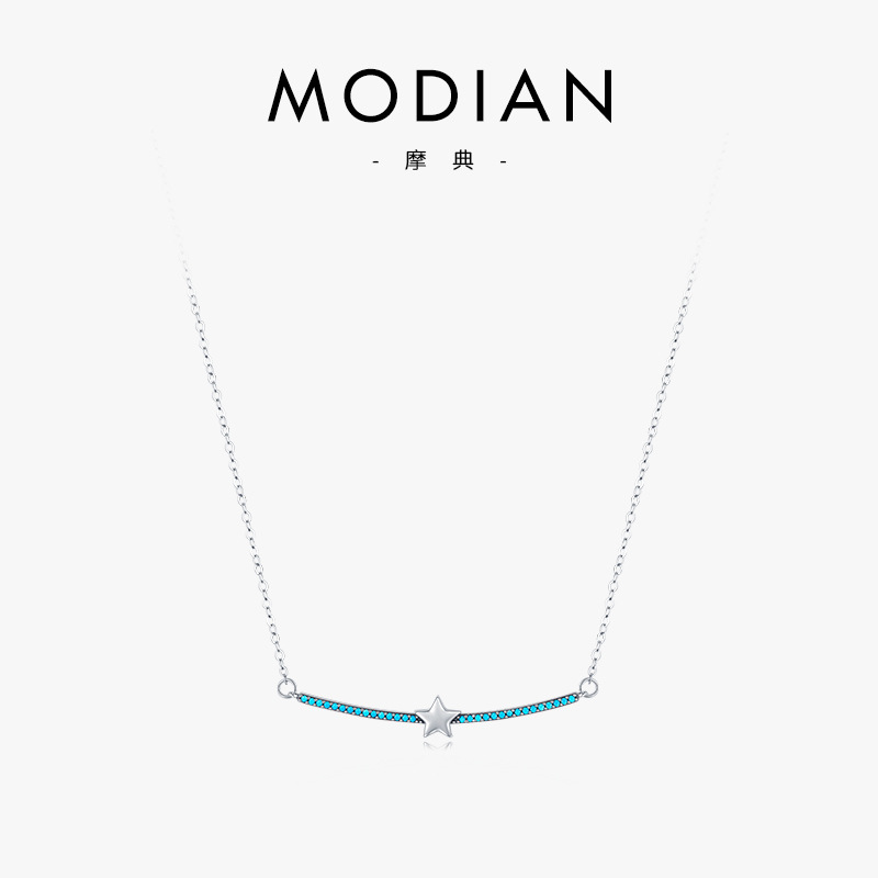 The S925 Sterling Silver Star Turquoise Necklace