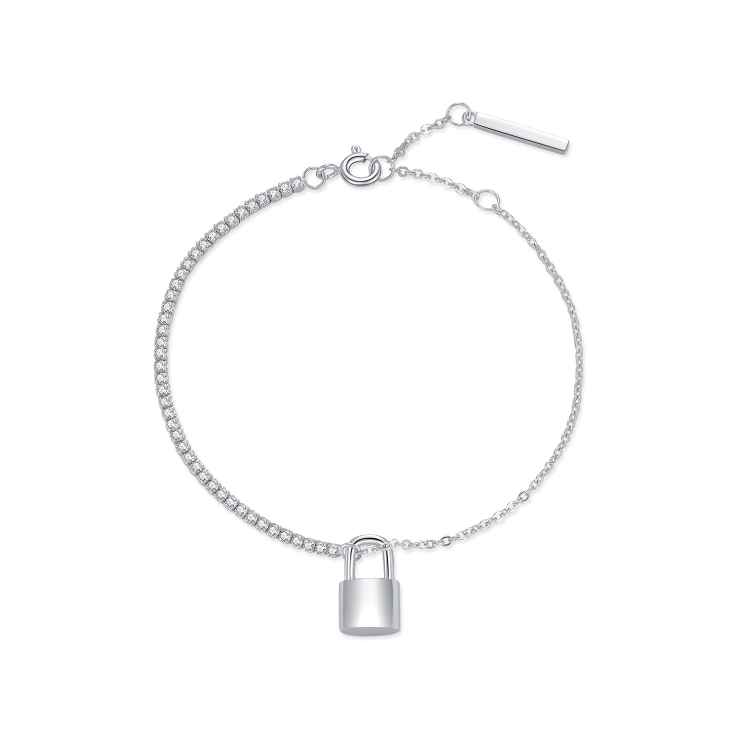 The Sterling Silver Diamond Chain Bracelet with Lock Clasp - Image 5