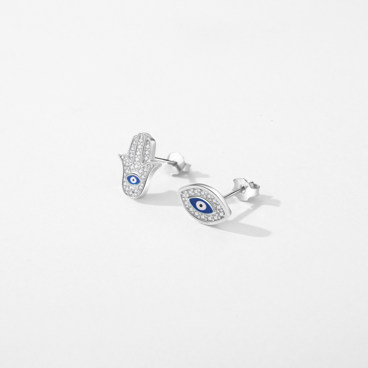 The S925 Sterling Silver Enamel Evil Eye Stud Earrings - Image 4