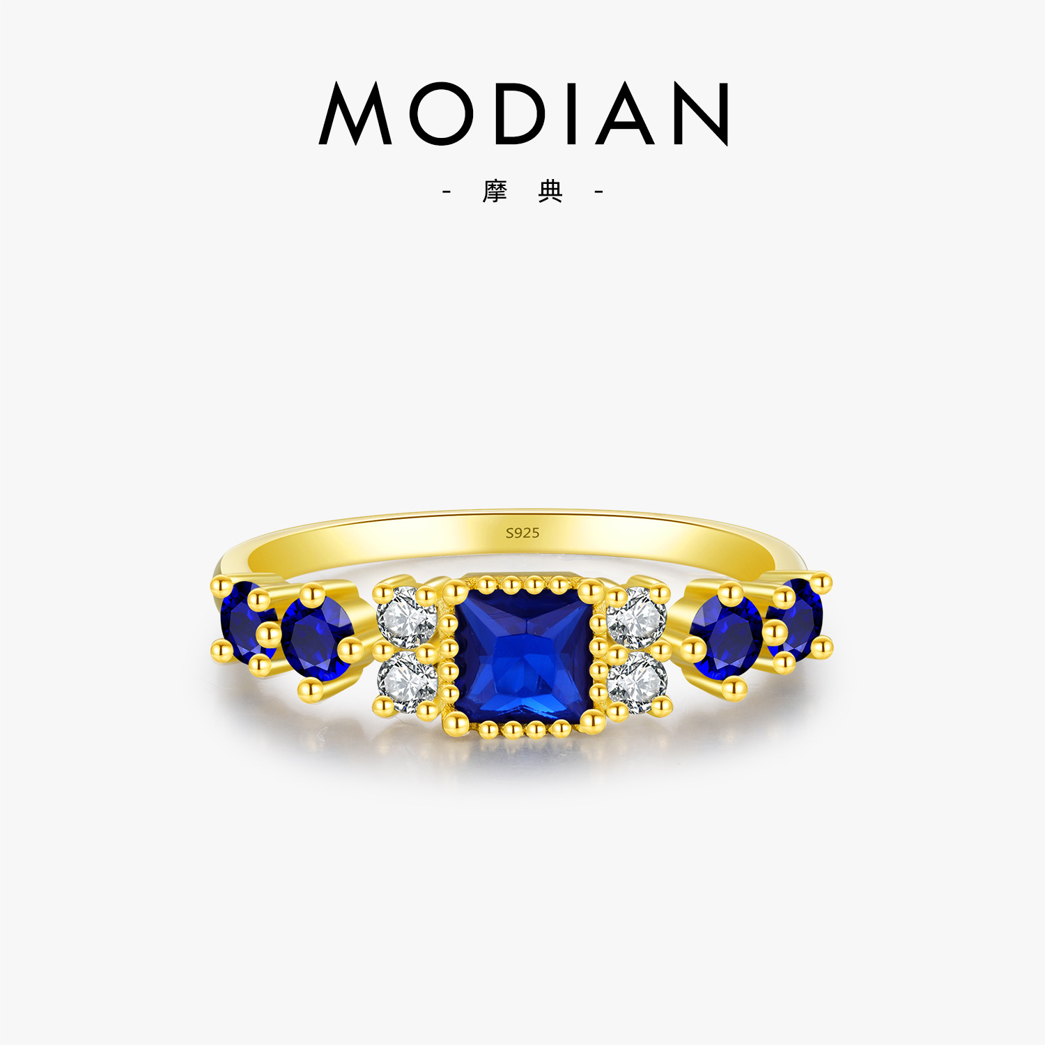 The S925 Sterling Silver Vintage Blue Sapphire Ring