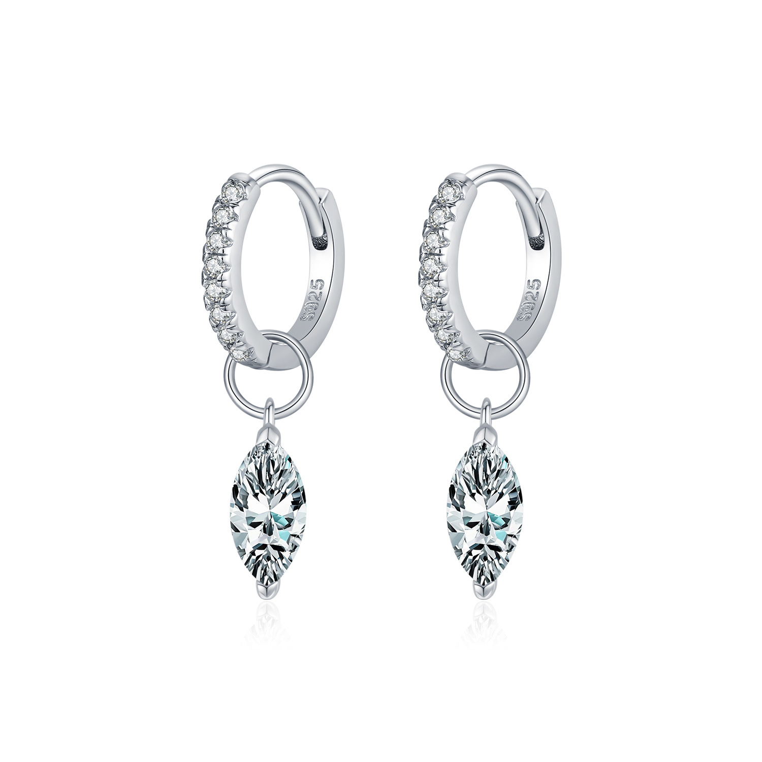 The 50 Point Moissanite S925 Silver Teardrop Earrings - Image 5