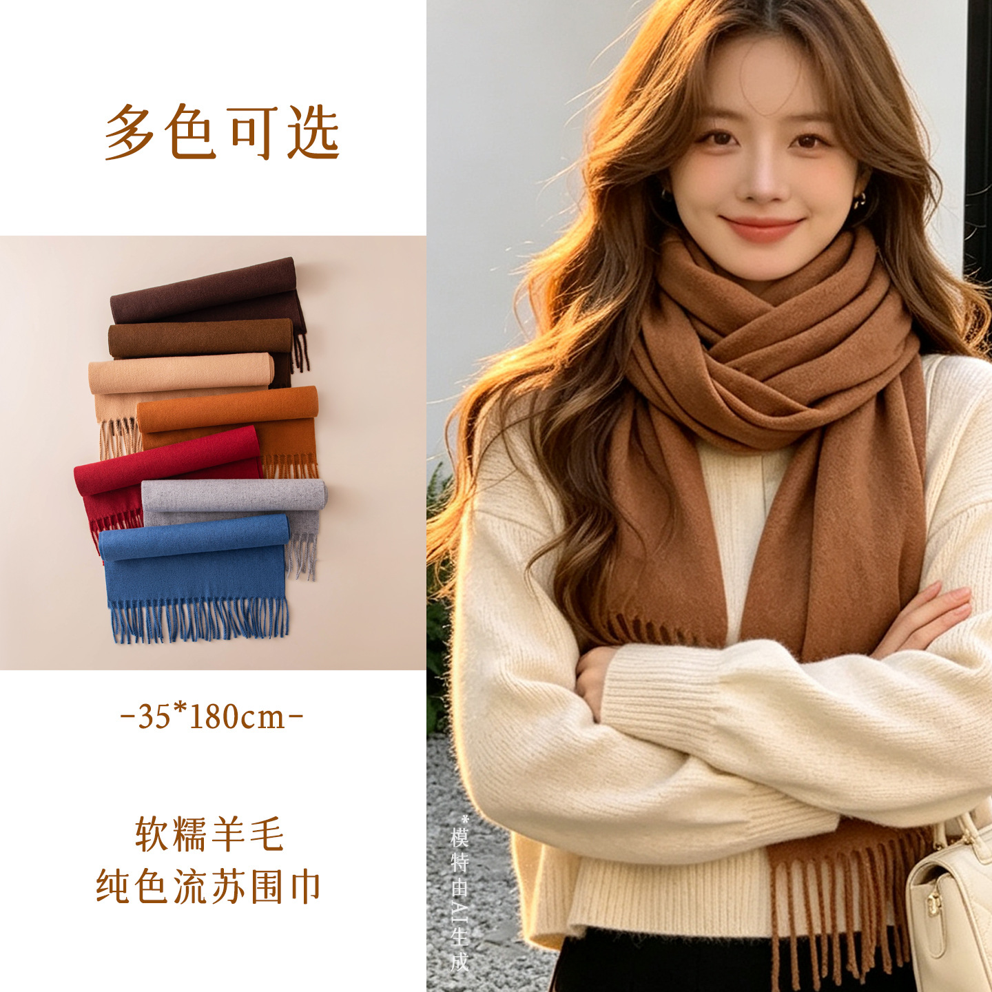 The Wool Blend Fringe Scarf