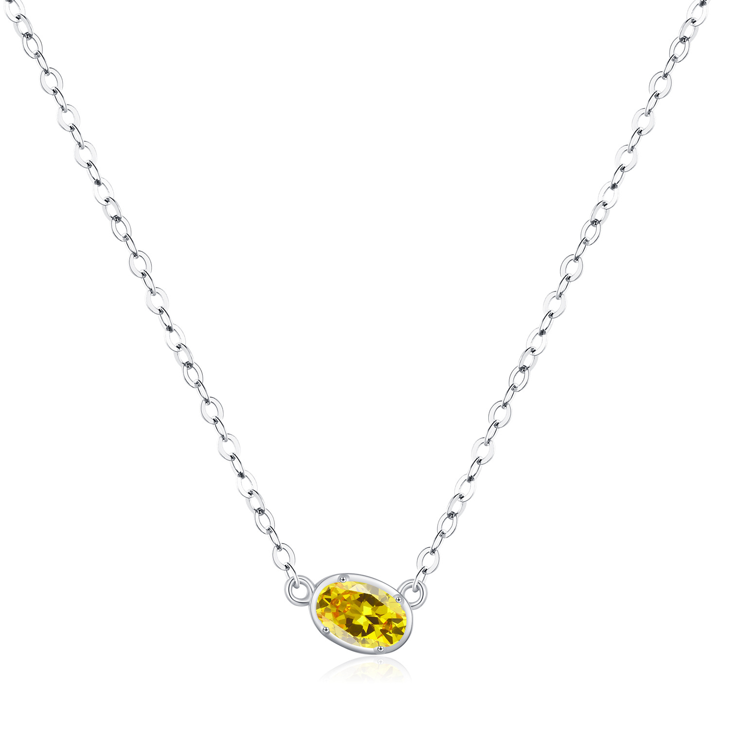The S925 Sterling Silver Cubic Zirconia Square Pendant Necklace - Image 5