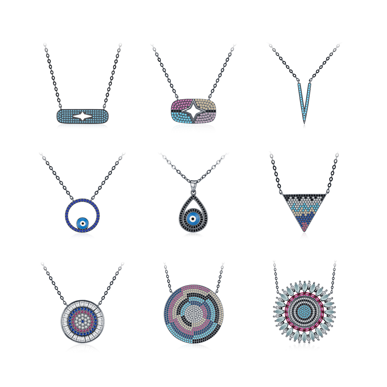 The S925 Sterling Silver Turquoise Full Diamond Necklace - Image 5