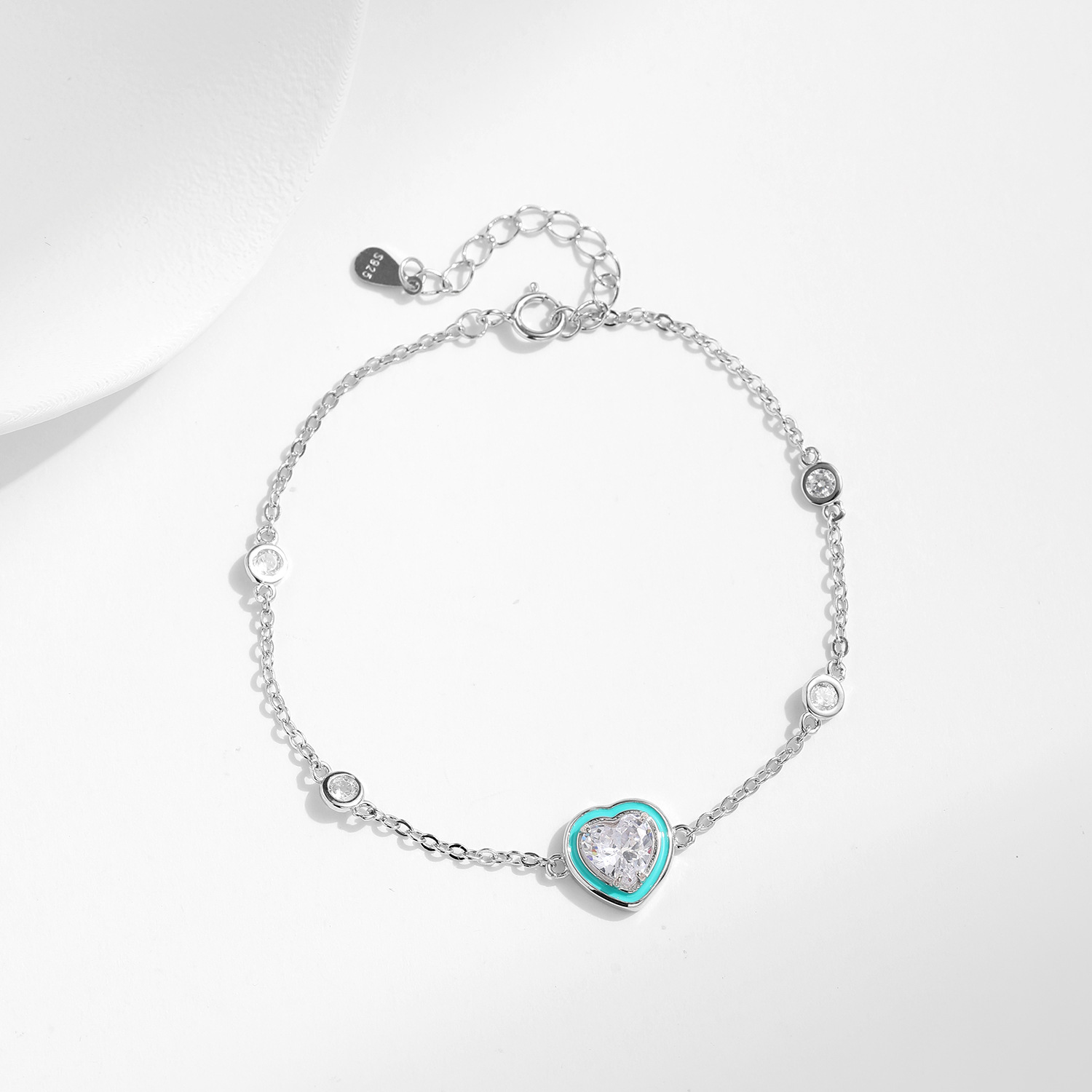 The S925 Sterling Silver Enamel Heart Bracelet - Image 3