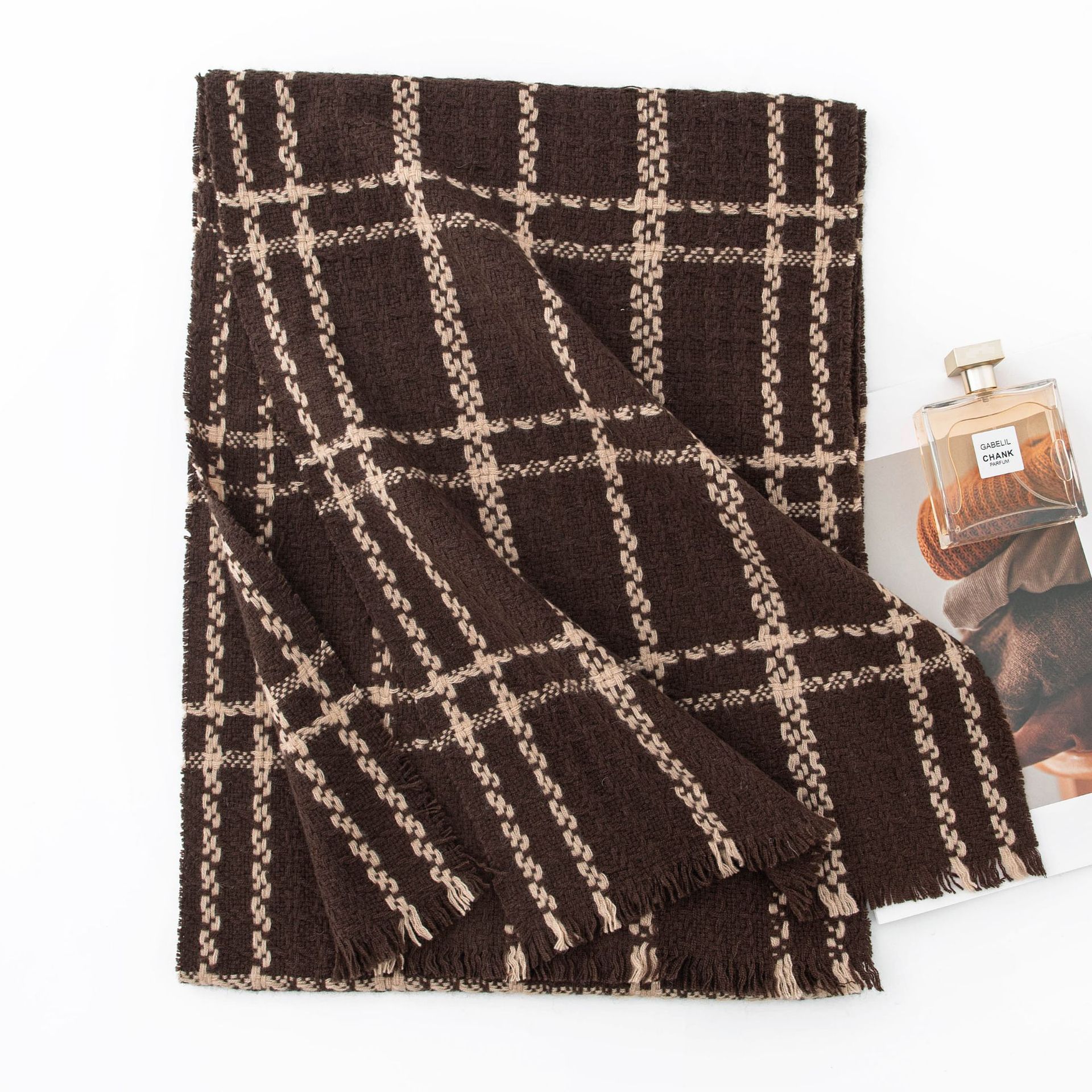 FHY24-7046-3 Woven Texture Chocolate Plaid