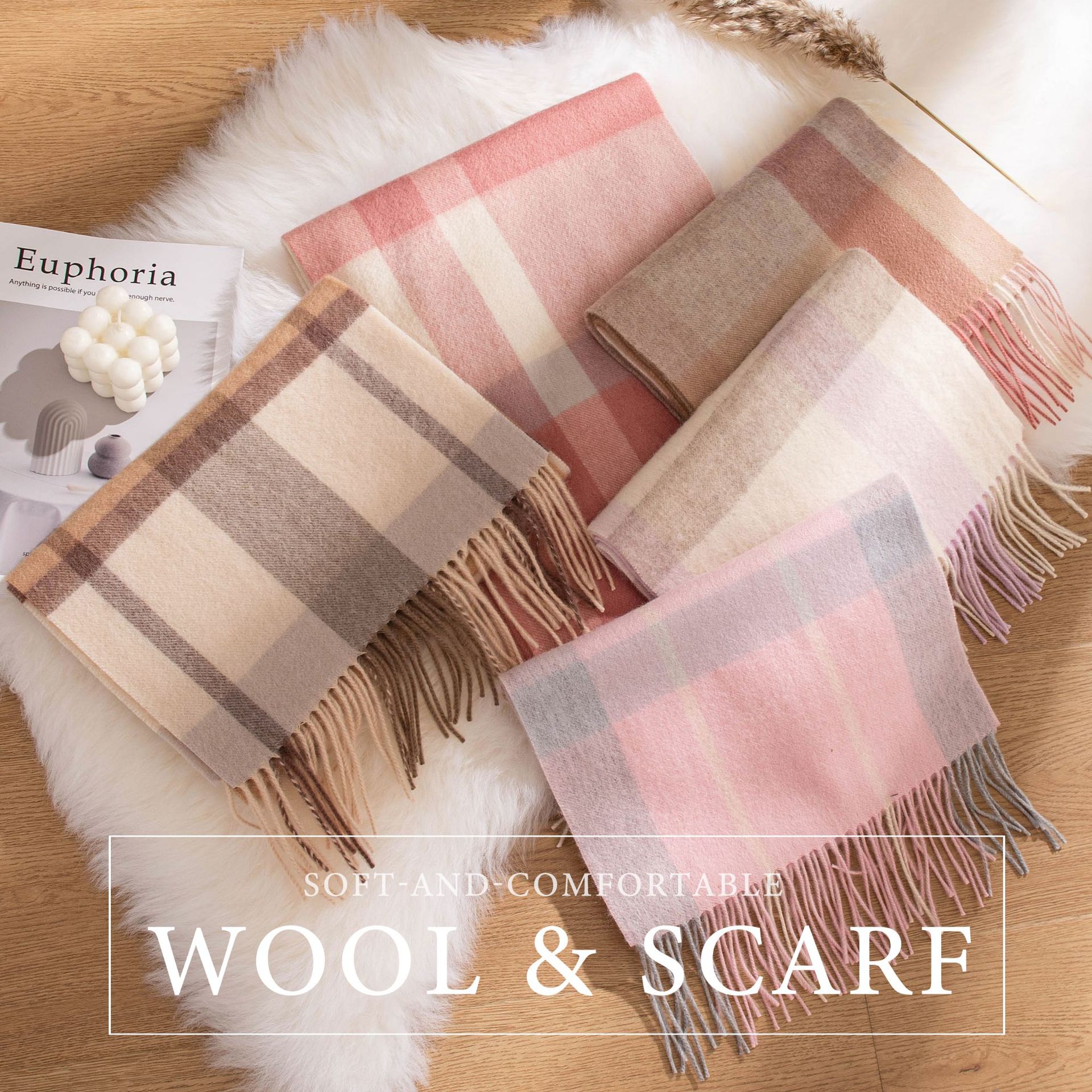 The 100% Pure Wool Plaid Scarf