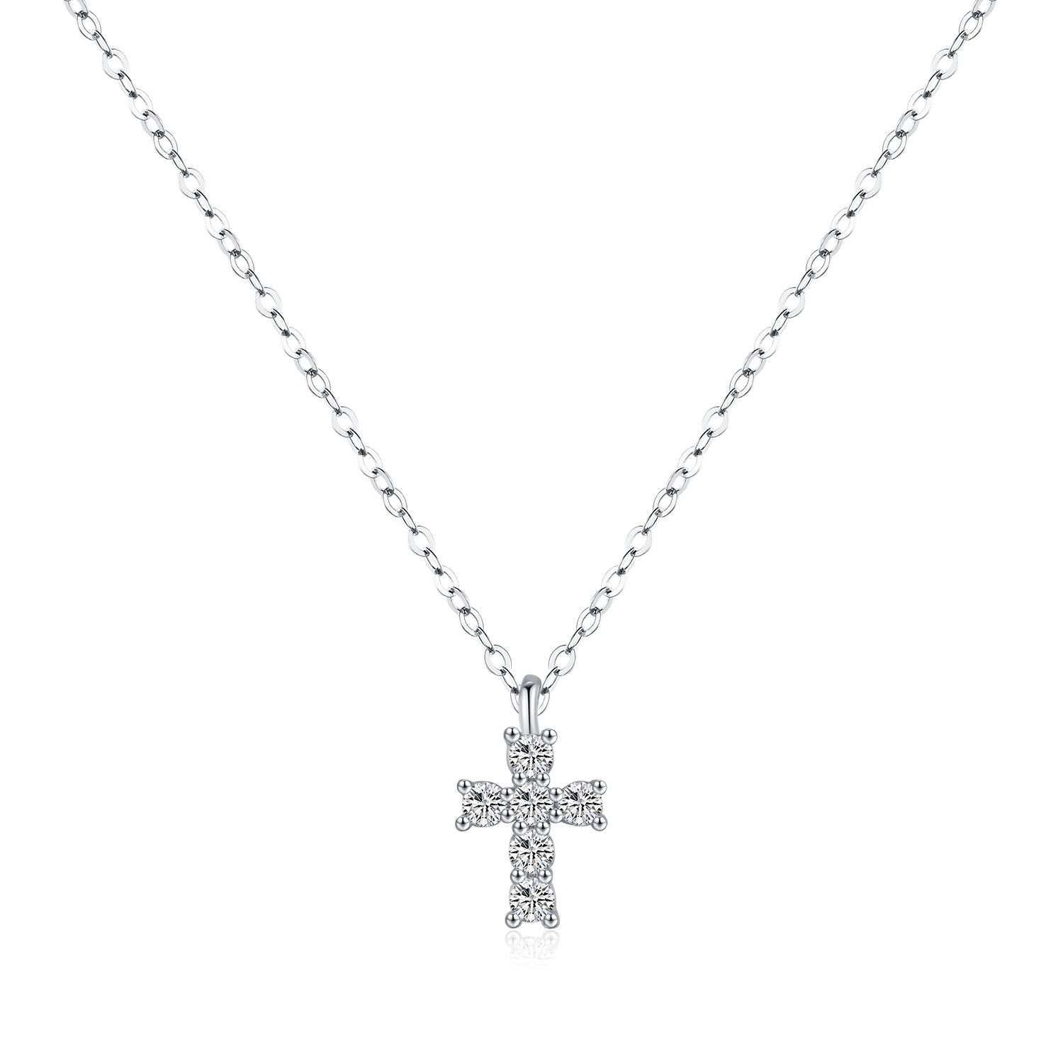 The D Color Moissanite S925 Silver Cross Pendant Necklace - Image 5