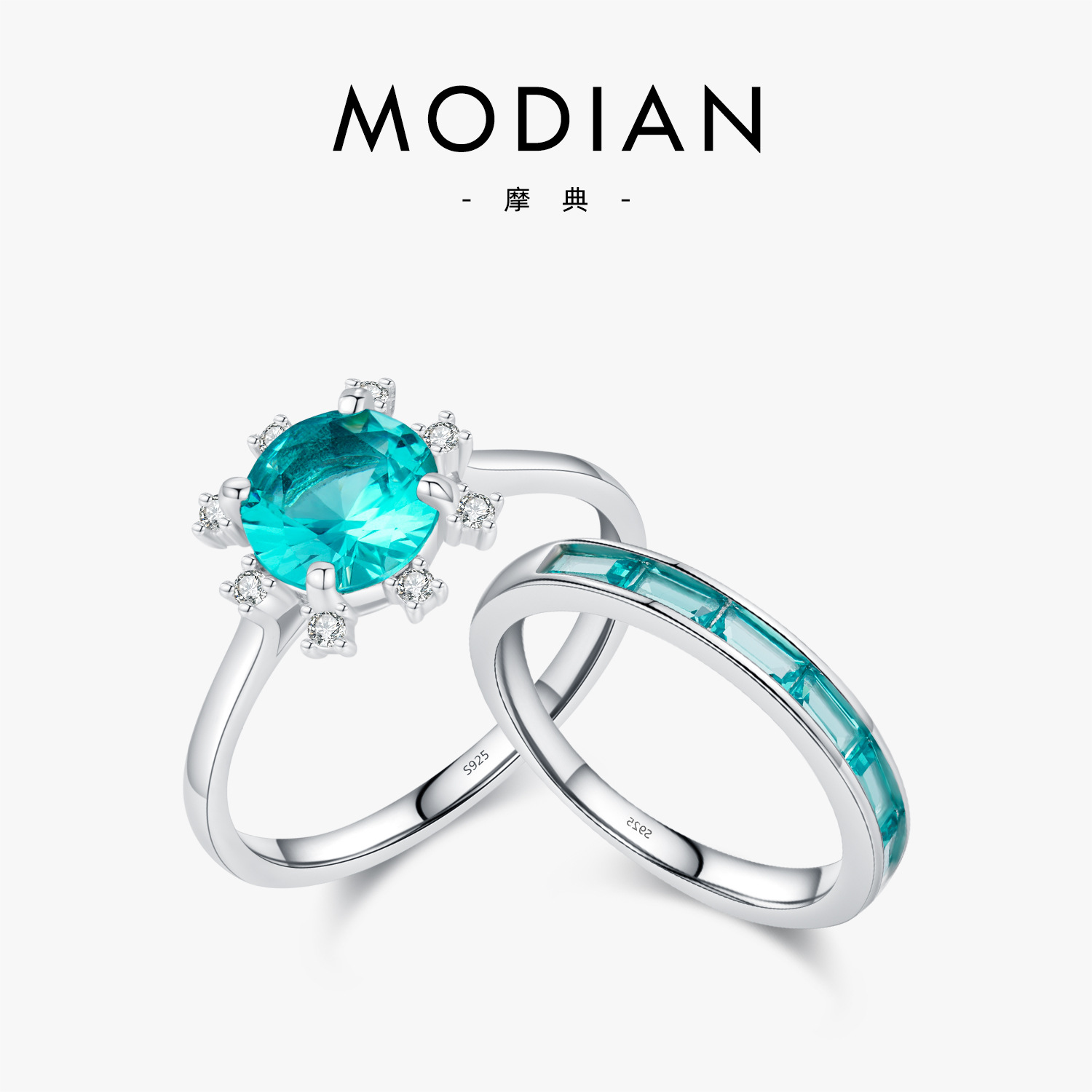 The Paraiba Color Sunflower Crystal Ring in S925 Sterling Silver