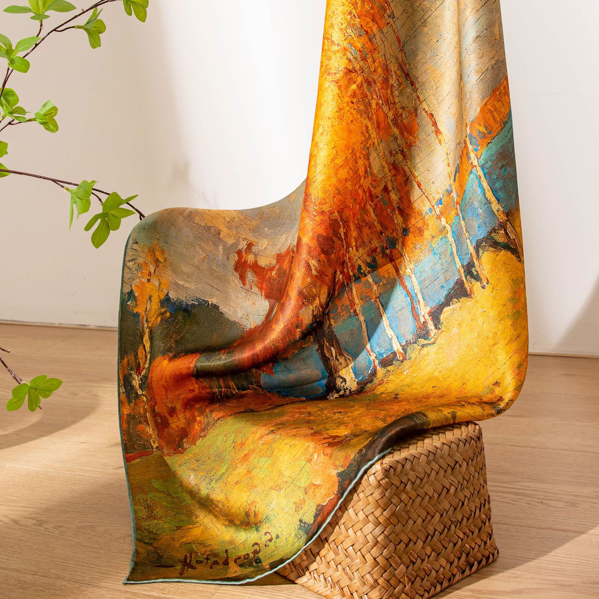 The Mulberry Silk Gold Square Neck Scarf - Image 3