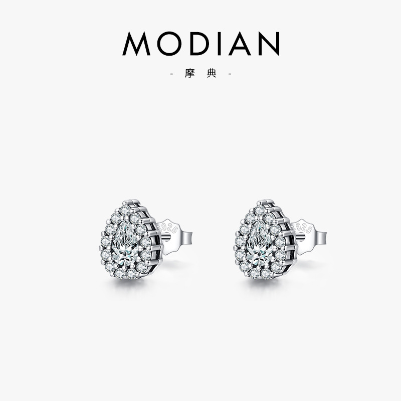 The S925 Sterling Silver Drop Earrings with Diamond Accents