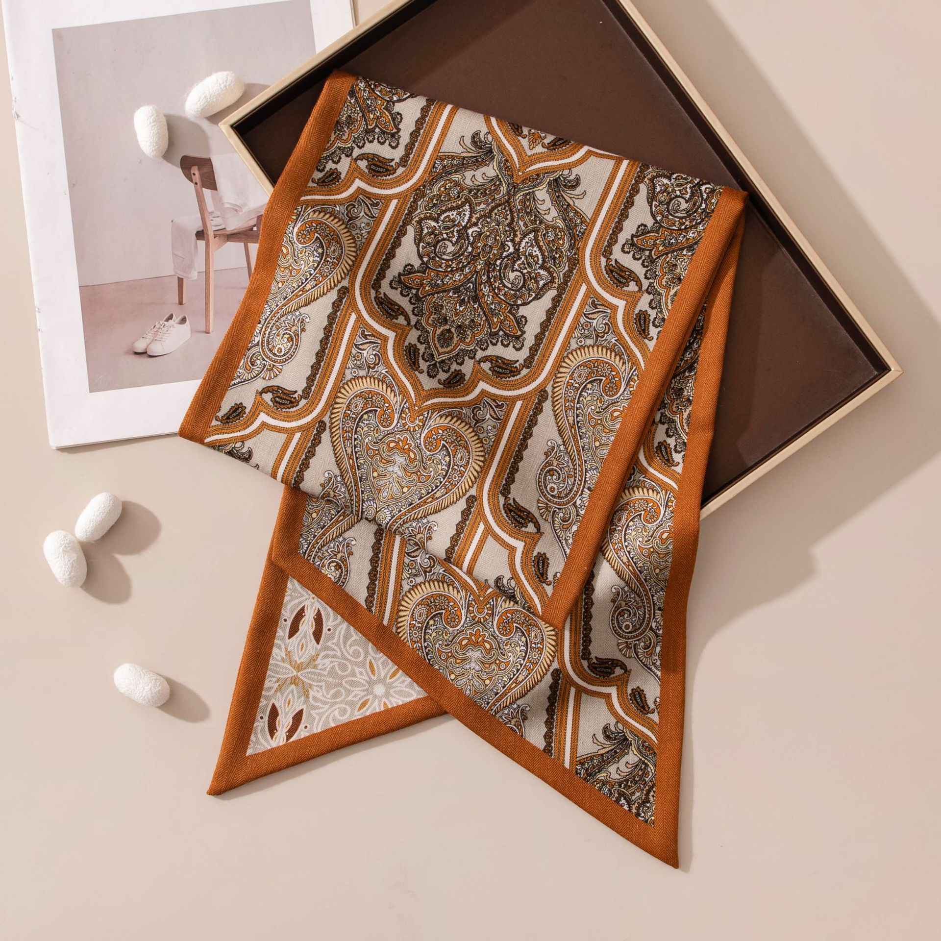The Double-Sided Printed Silk Wool Scarf - Image 4