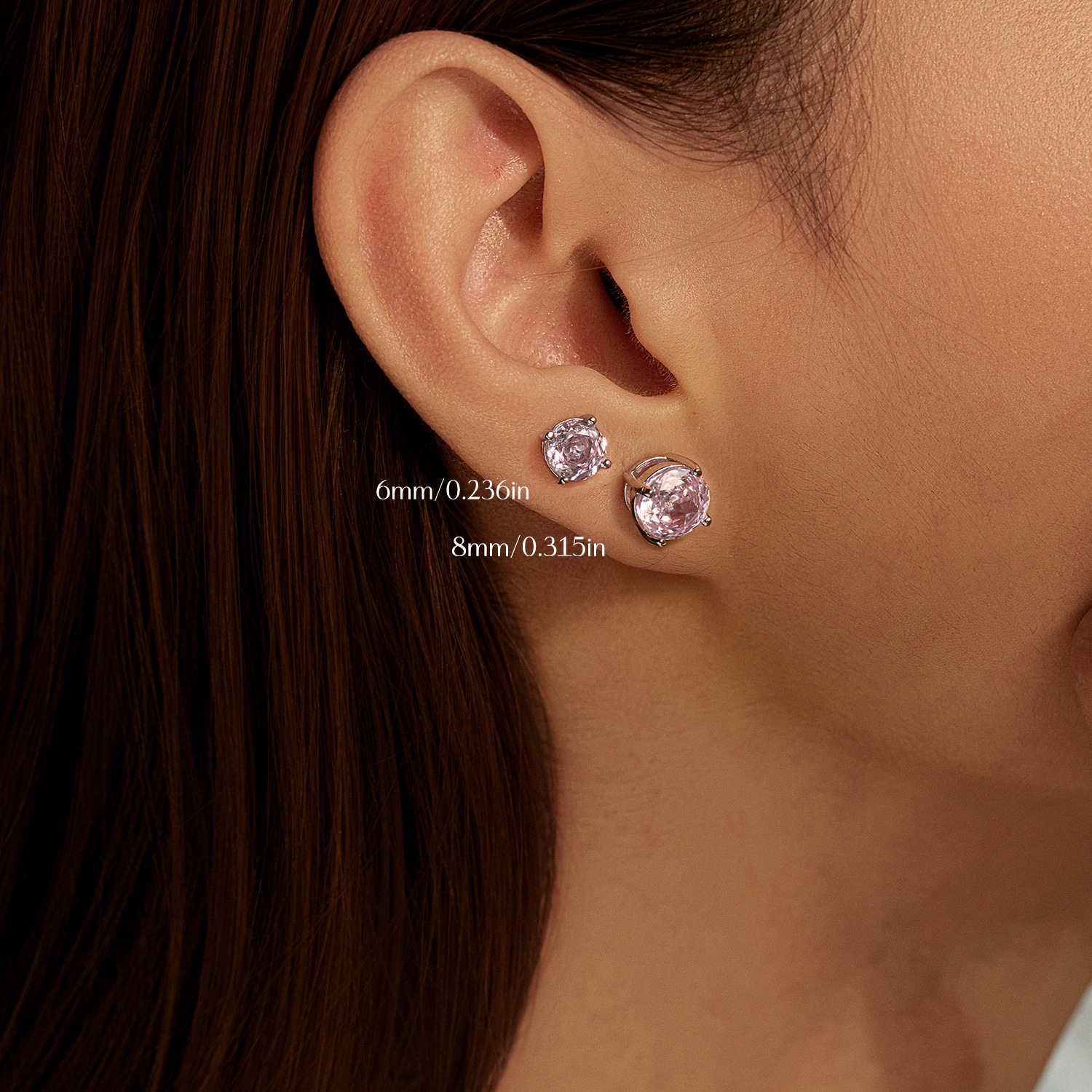 The S925 Silver Rose Cut Cubic Zirconia Ear Cuff Stud Earrings - Image 2