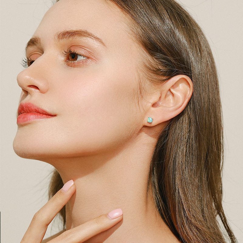 The S925 Sterling Silver Opal Earrings - Image 4