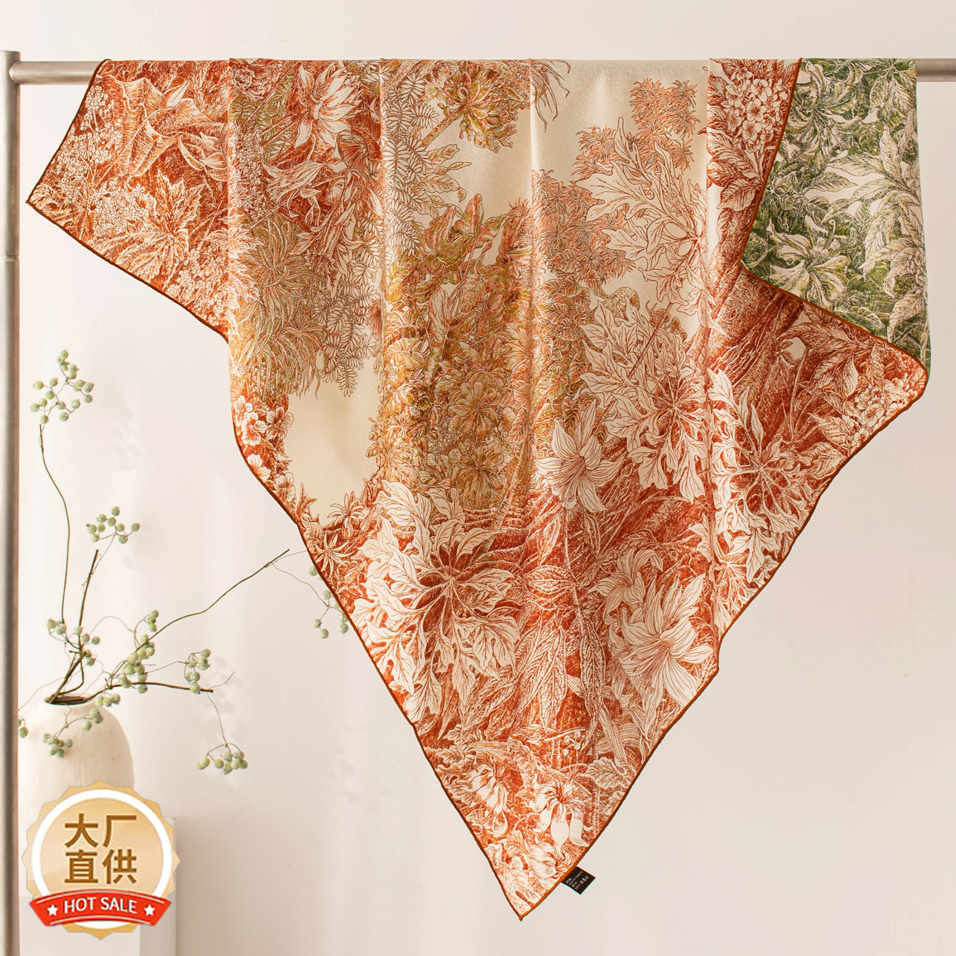 The Double-Sided Snowflake Pattern Silk Scarf