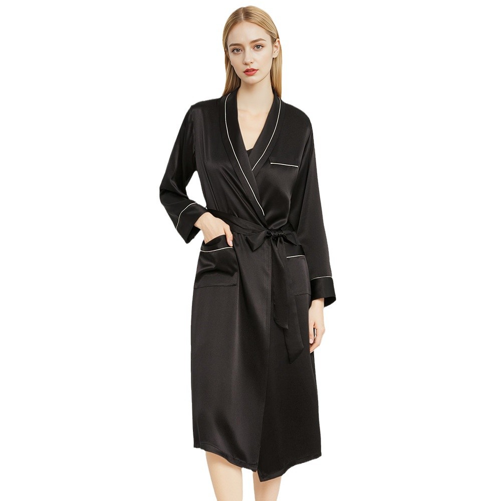 The 19 Momme 100% Mulberry Silk Long Robe - Image 5