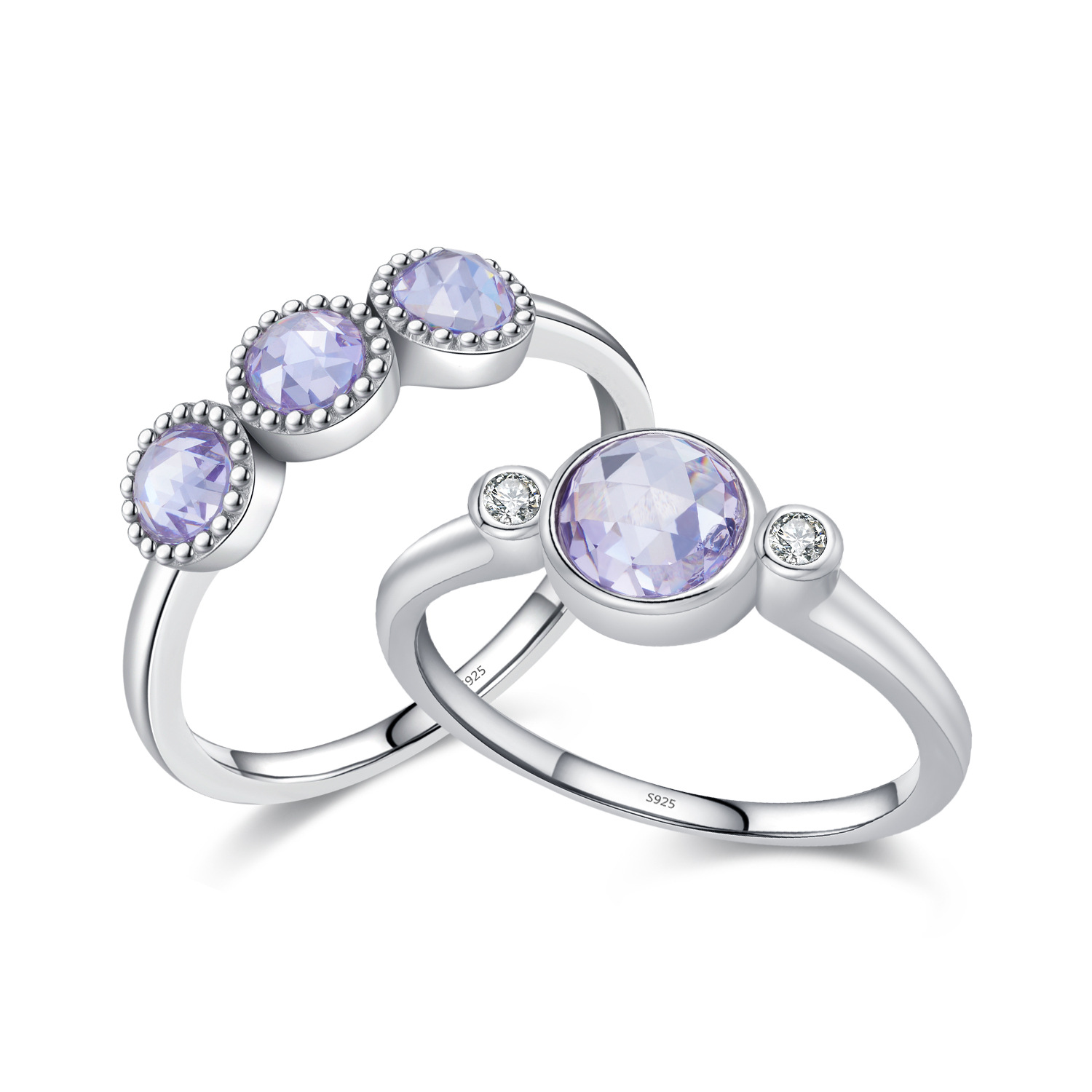 The S925 Sterling Silver Crystal Round Diamond Ring - Image 5