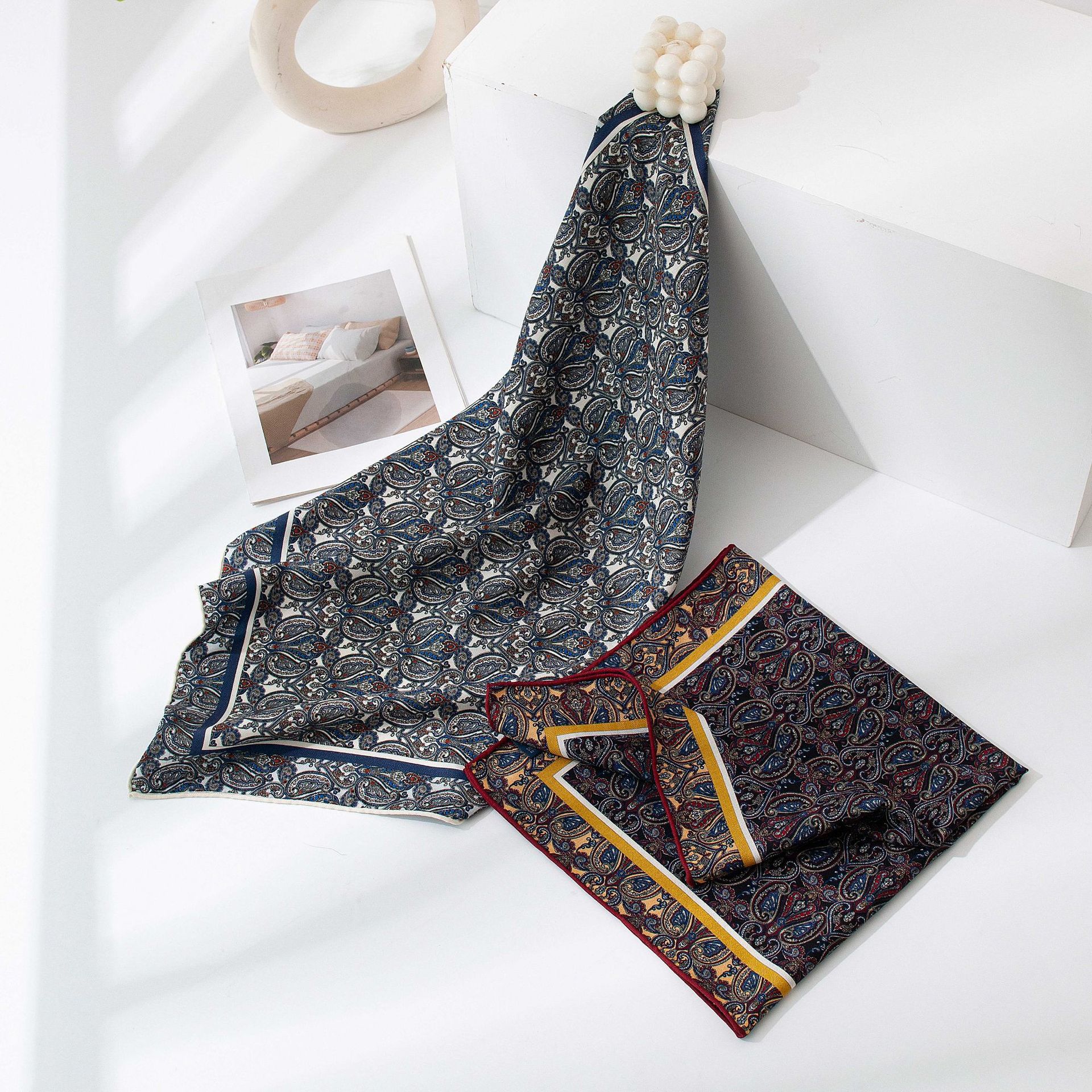 The Reversible Printed Square Silk Wool Scarf