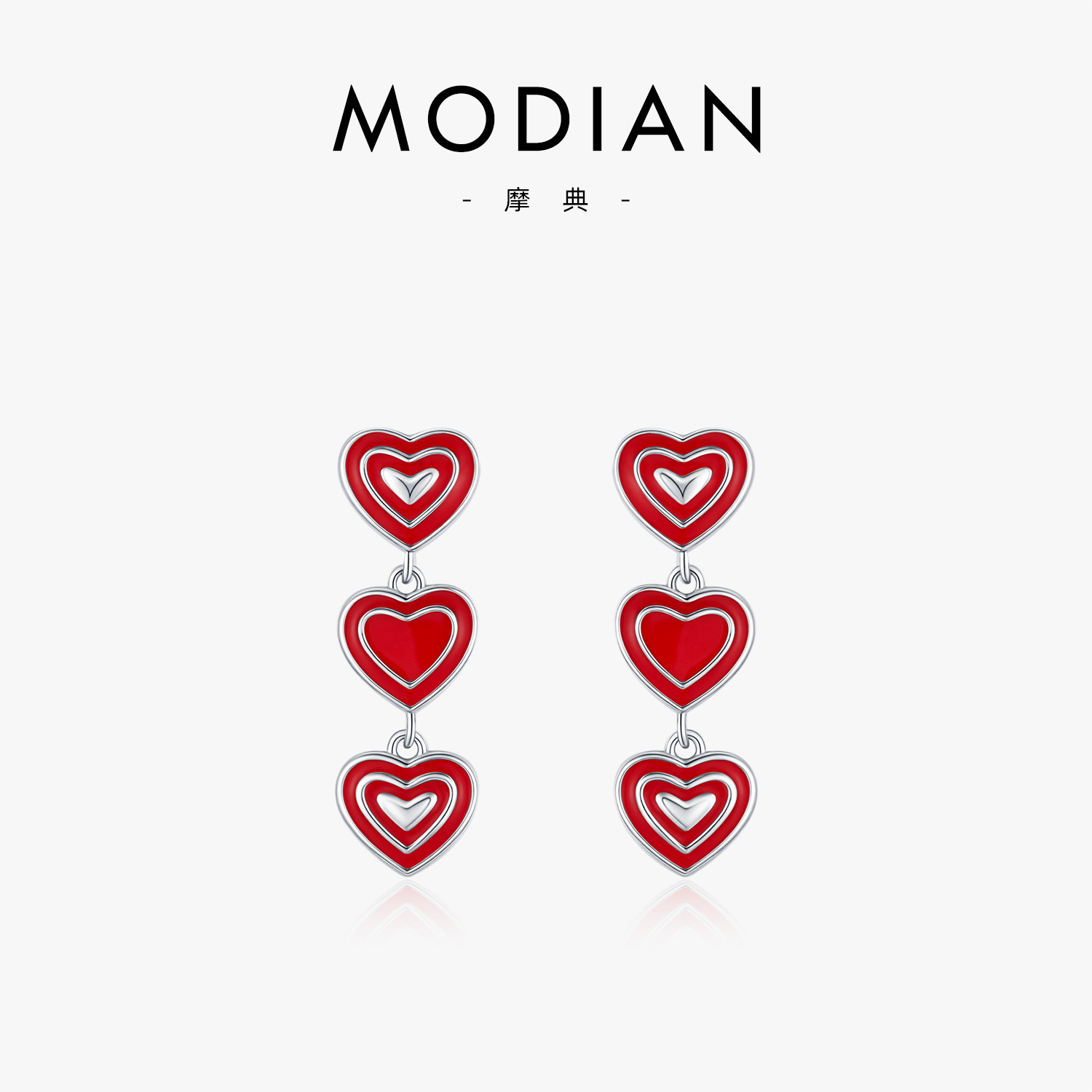 The S925 Sterling Silver Heart Enamel Earrings