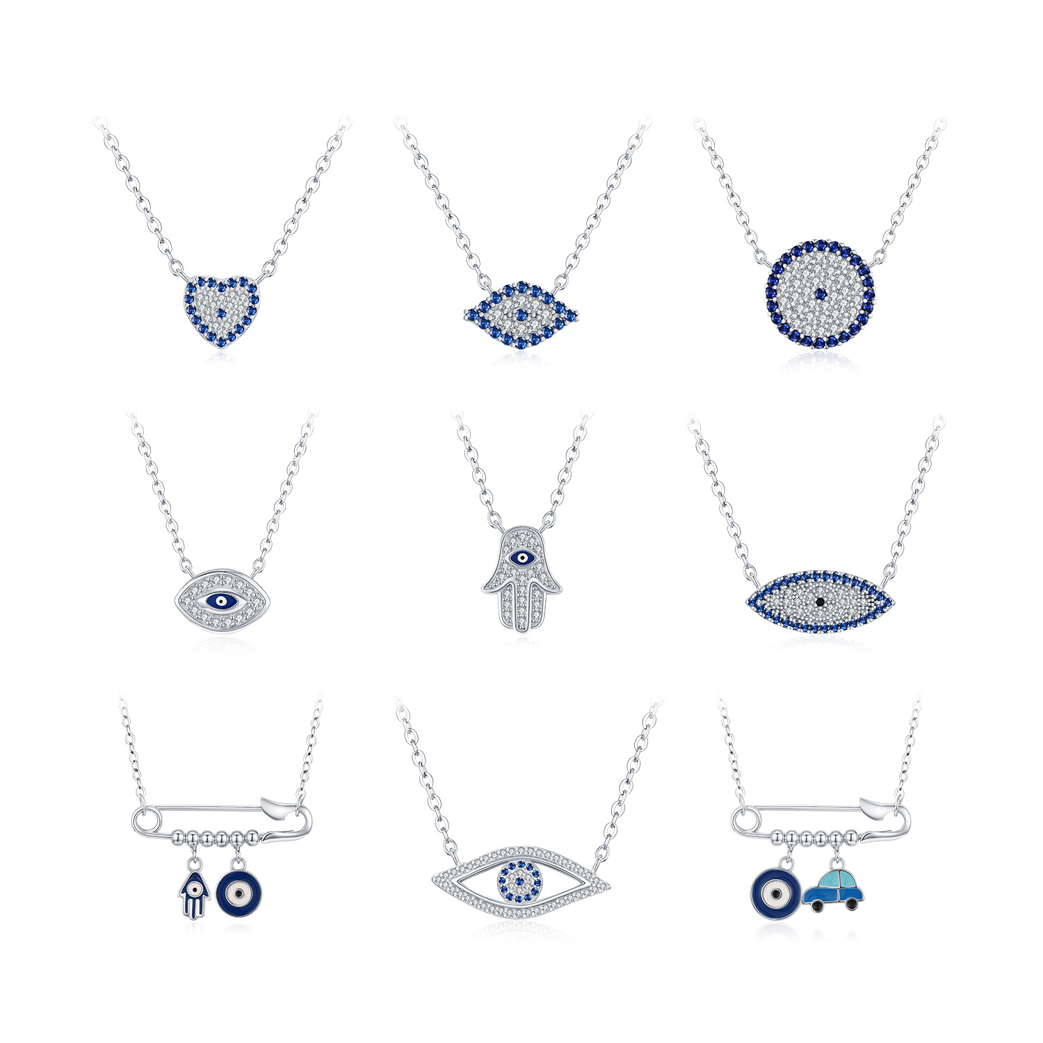 The S925 Sterling Silver Geometric Rhinestone Pendant Necklace - Image 5