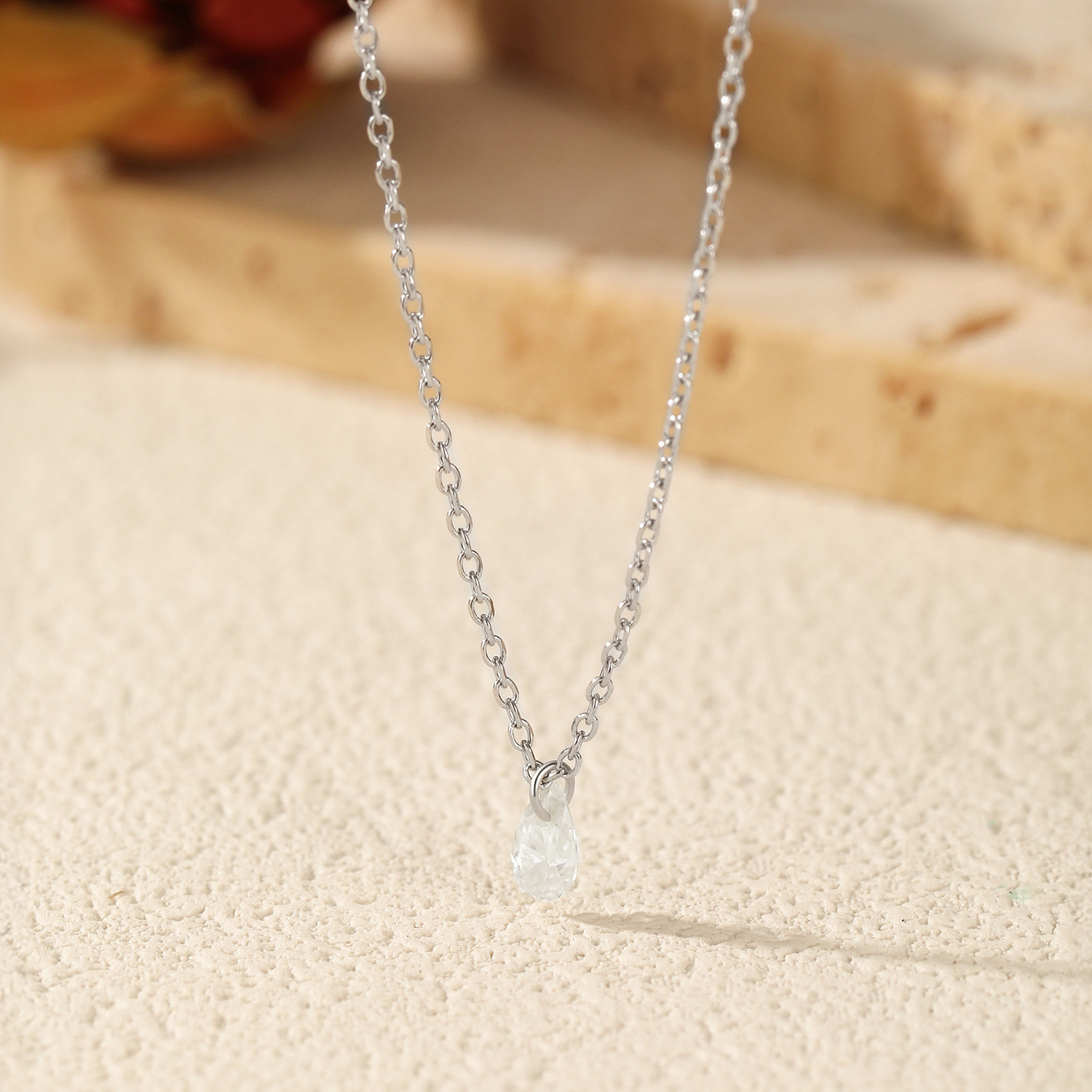 The D Color Moissanite S925 Sterling Silver Teardrop Necklace - Image 4
