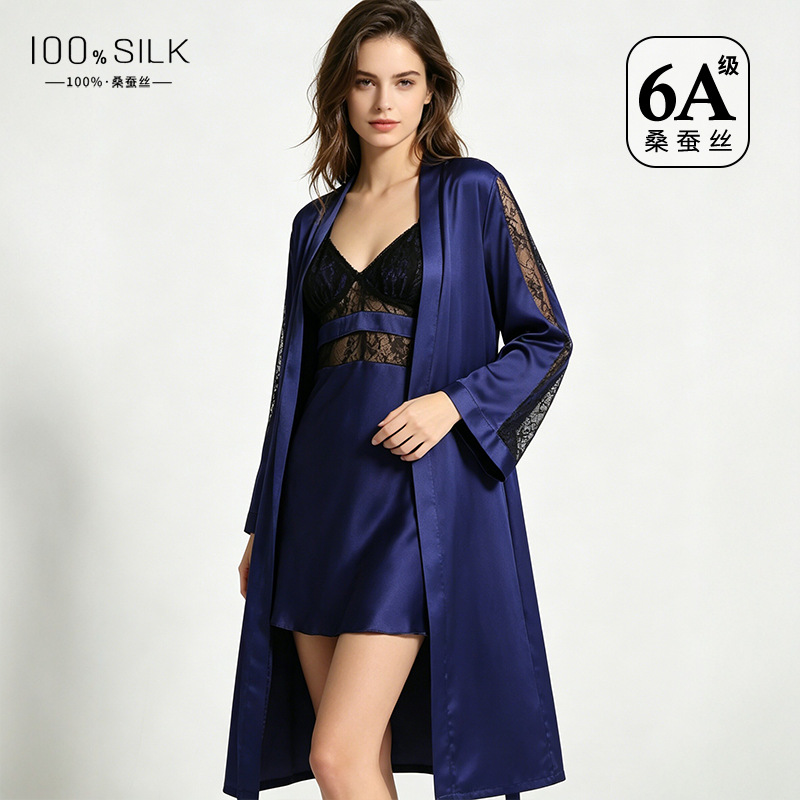 The 100% Mulberry Silk Chemise and Robe Set
