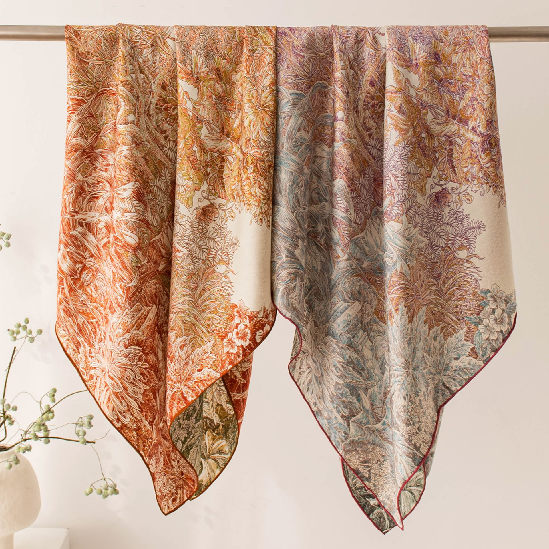 The Double-Sided Snowflake Pattern Silk Scarf - Image 3