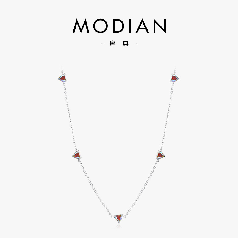 The 925 Sterling Silver Heart Zirconia Collarbone Necklace