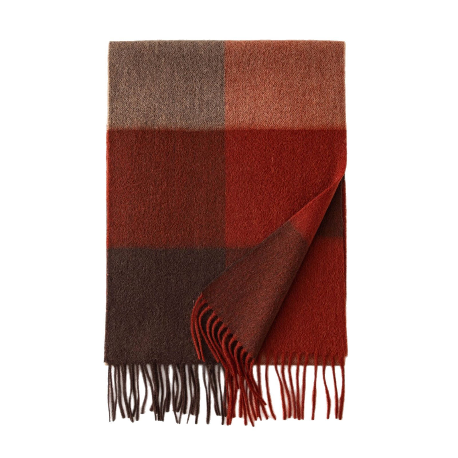 The Cashmere Plaid Scarf in Red Brown - Image 5
