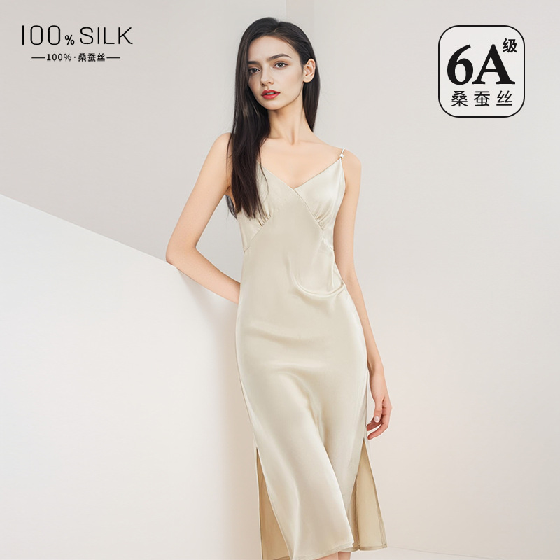 The 100% Mulberry Silk Backless Slip Dress