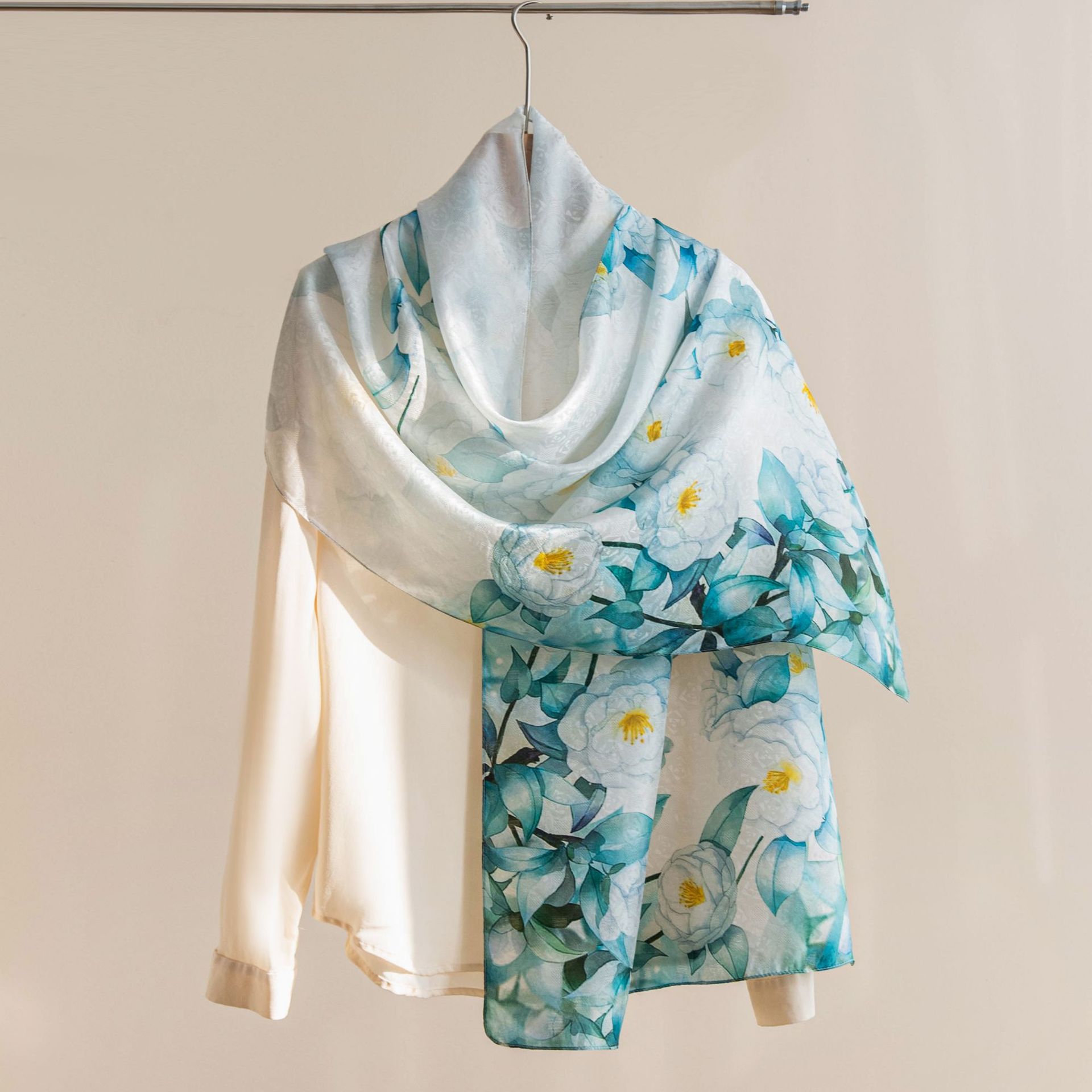 The Blue Mulberry Silk Long Scarf