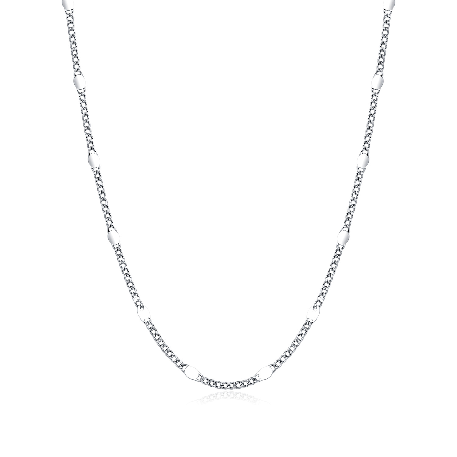 The S925 Sterling Silver Side Shimmer Chain Necklace - Image 5