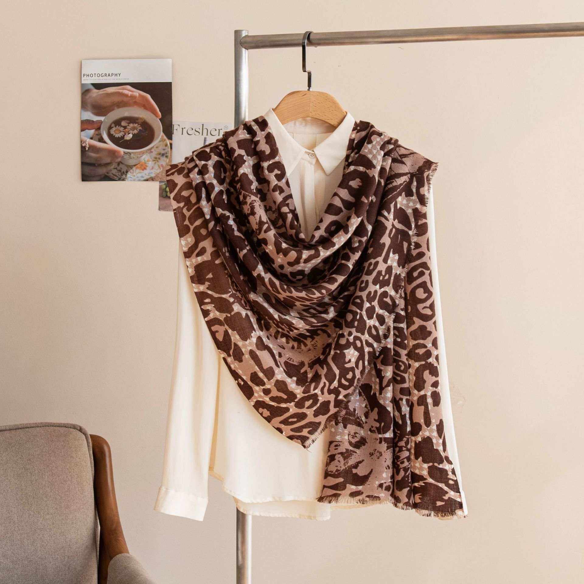 The Leopard Print Wool Scarf - Image 2