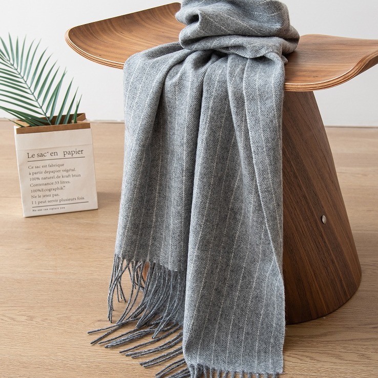 The Striped Wool Long Shawl - Image 3