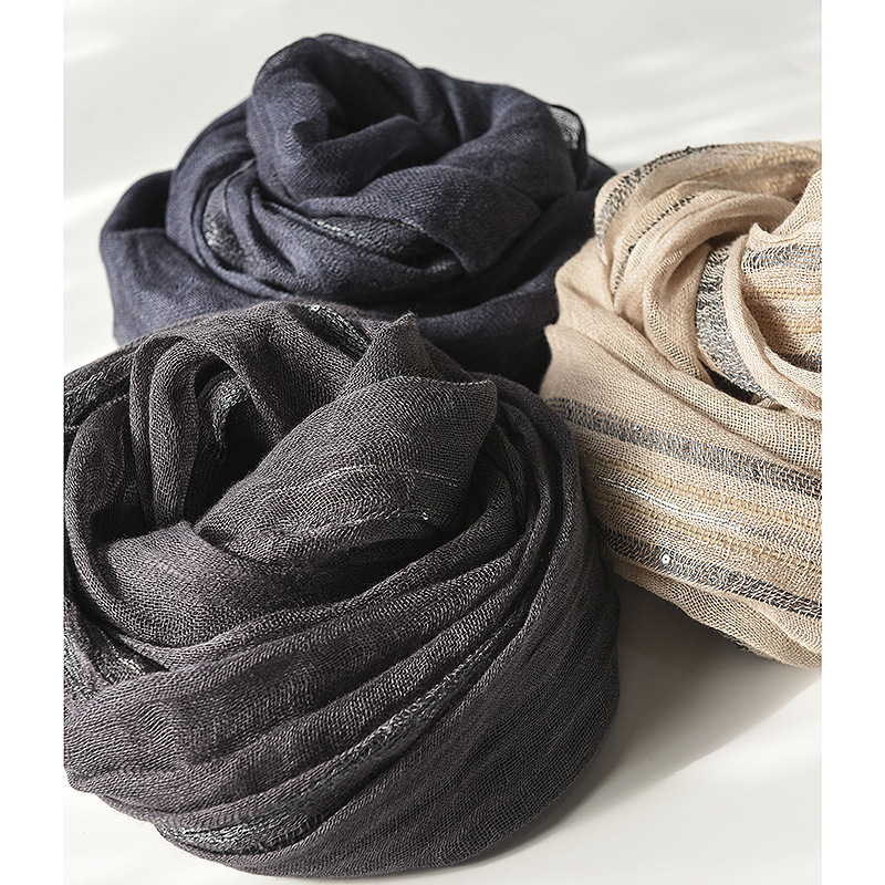The 100% Linen Solid Color Fringe Scarf
