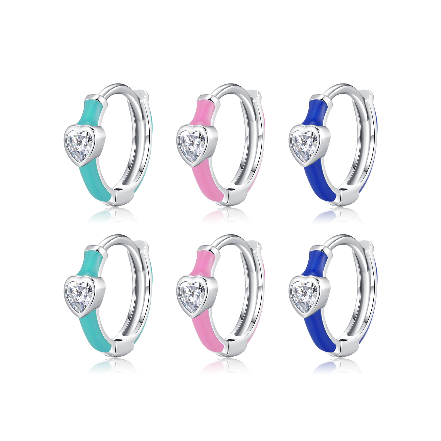 The S925 Sterling Silver Enamel Ear Cuff with Klein Blue Heart Rhinestone - Image 5