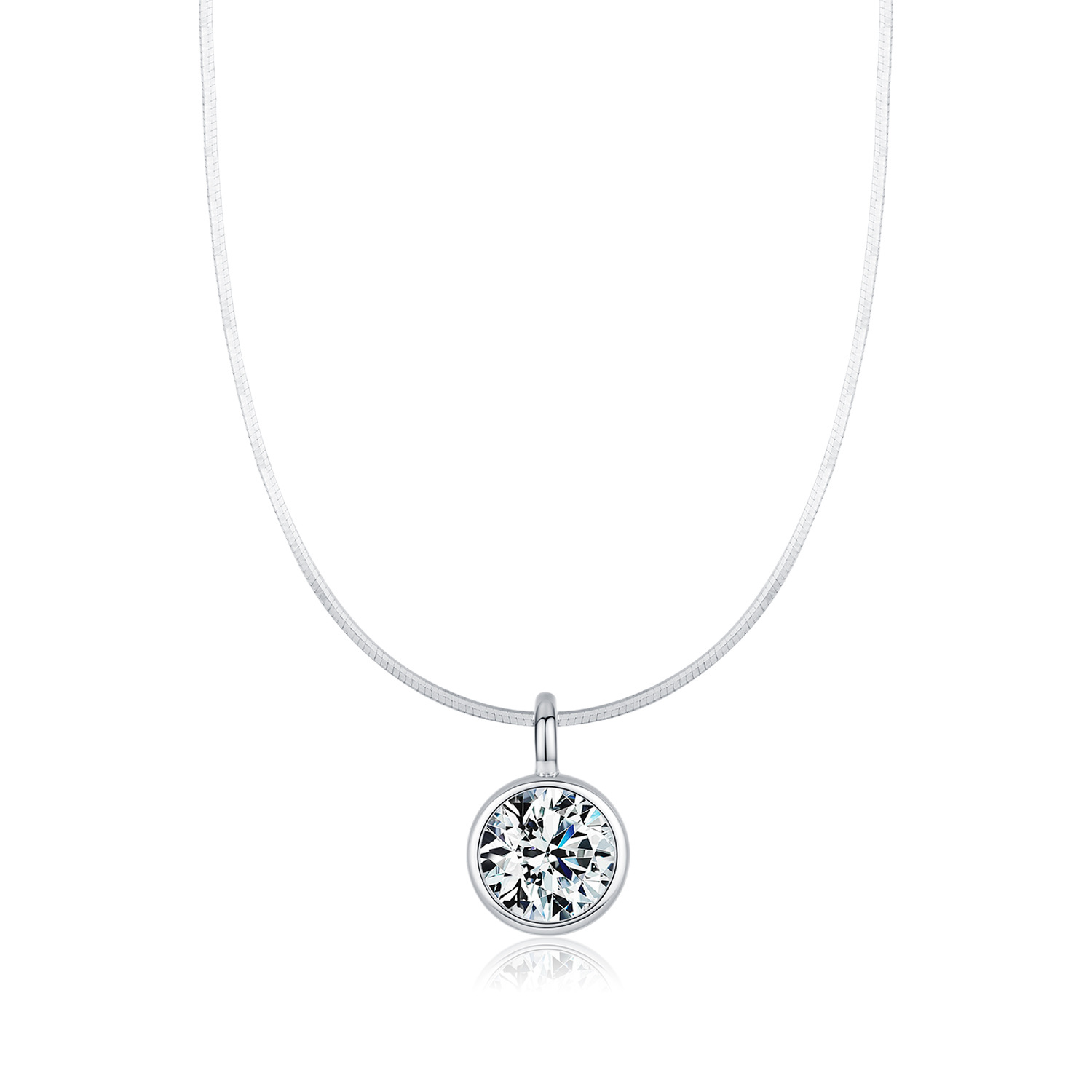 The S925 Silver Bubble Single Diamond Collarbone Necklace - Image 5