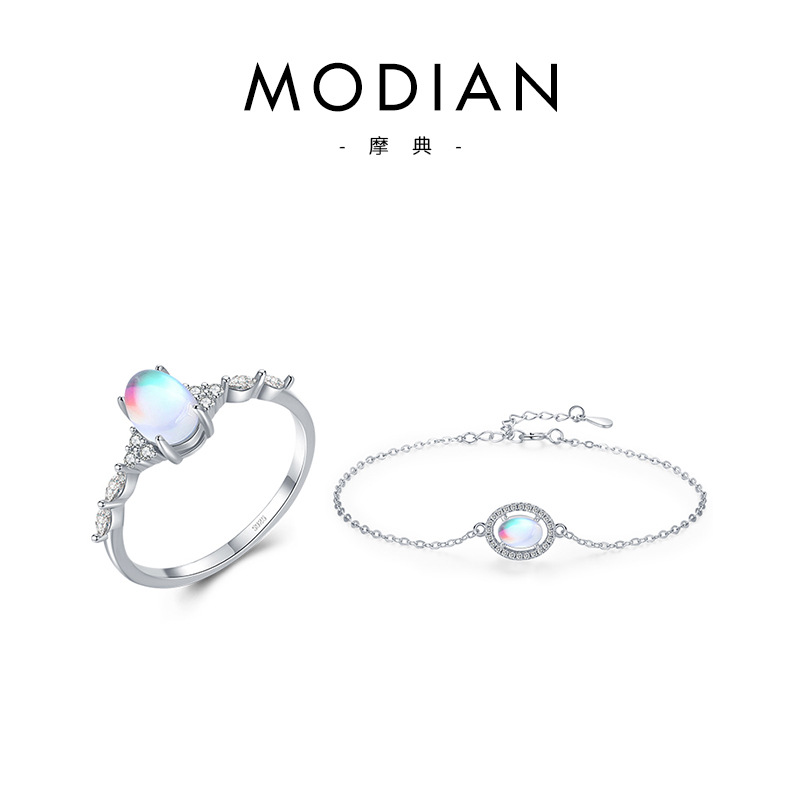 The Sterling Silver Moonstone Bracelet and Ring Set - Image 5