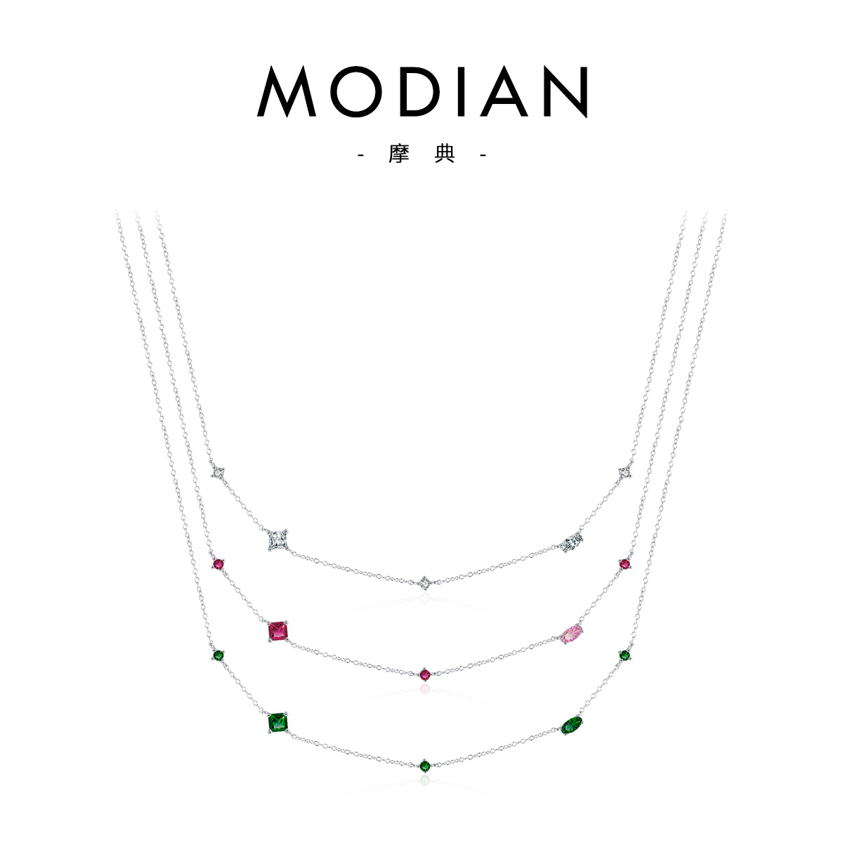 The S925 Sterling Silver Geometric Zirconia Collarbone Chain - Image 5
