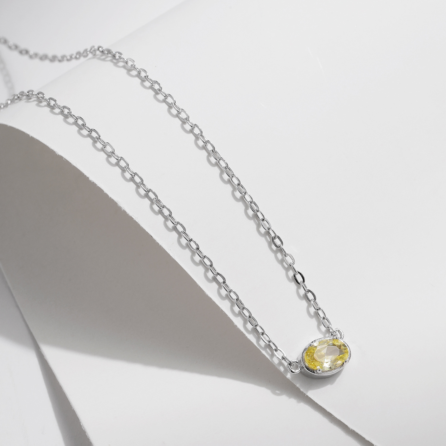 The S925 Sterling Silver Cubic Zirconia Square Pendant Necklace - Image 4
